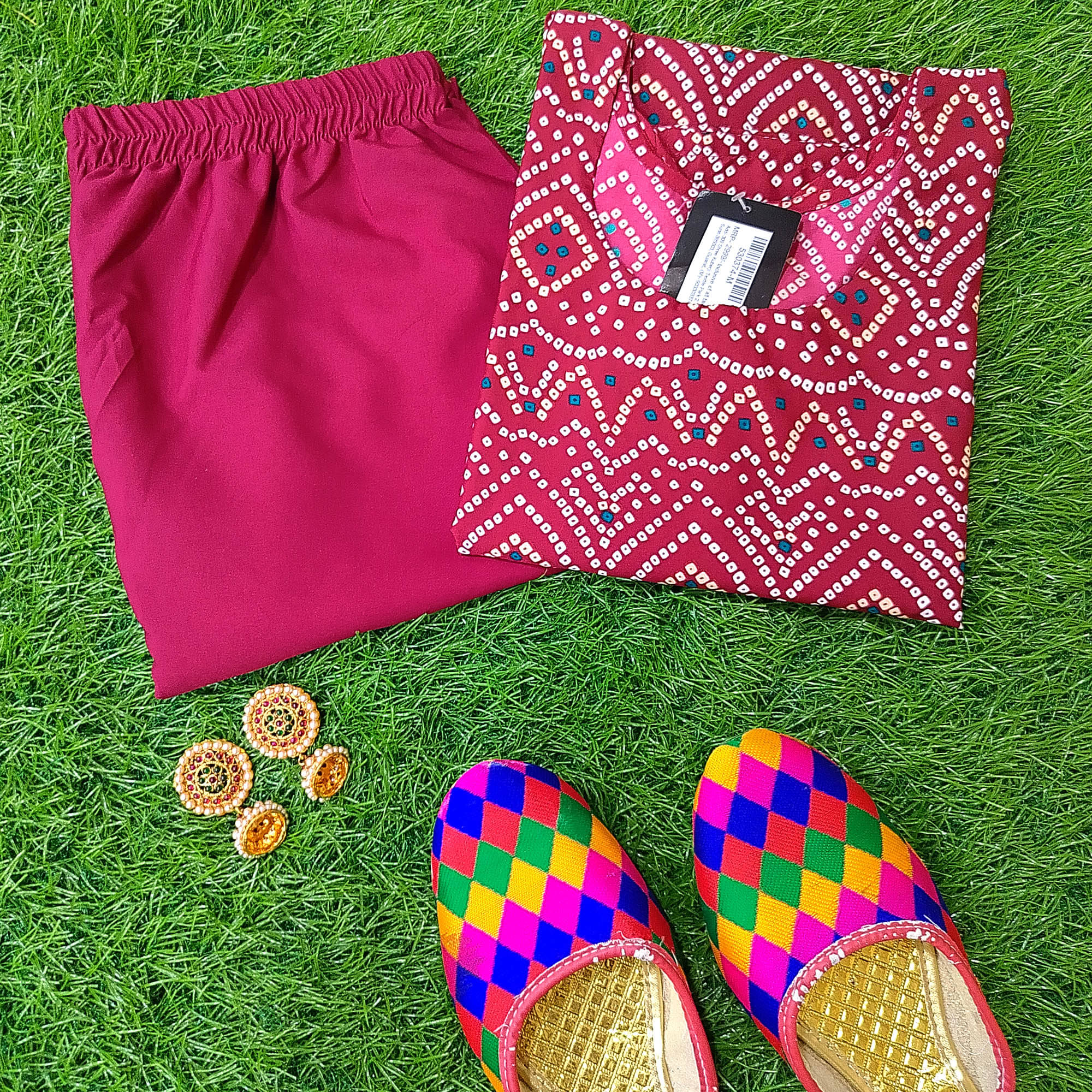     			1 Stop Fashion Crepe Printed Kurti With Pants Women's Stitched Salwar Suit - Maroon ( Pack of 1 )