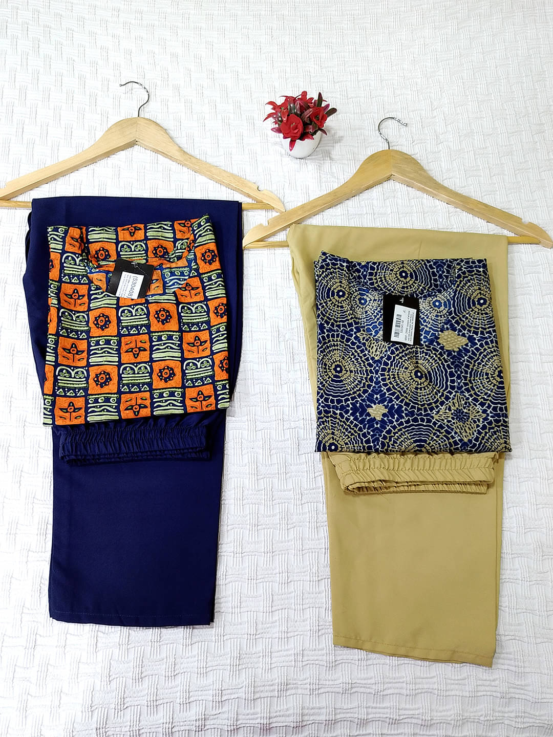     			1 Stop Fashion Crepe Printed Kurti With Pants Women's Stitched Salwar Suit - Orange ( Pack of 2 )