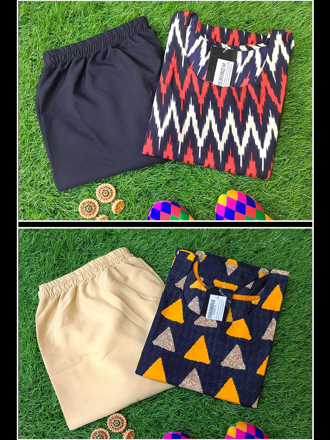     			1 Stop Fashion Crepe Printed Kurti With Pants Women's Stitched Salwar Suit - Black ( Pack of 2 )