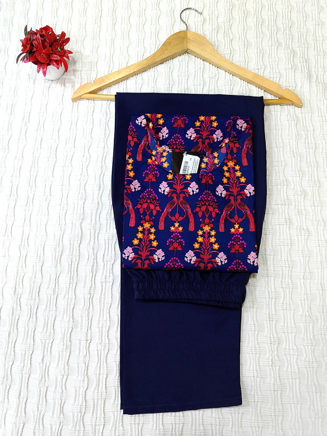     			1 Stop Fashion Pack of 1 Crepe Printed Straight Women's Kurti - ( Navy Blue )