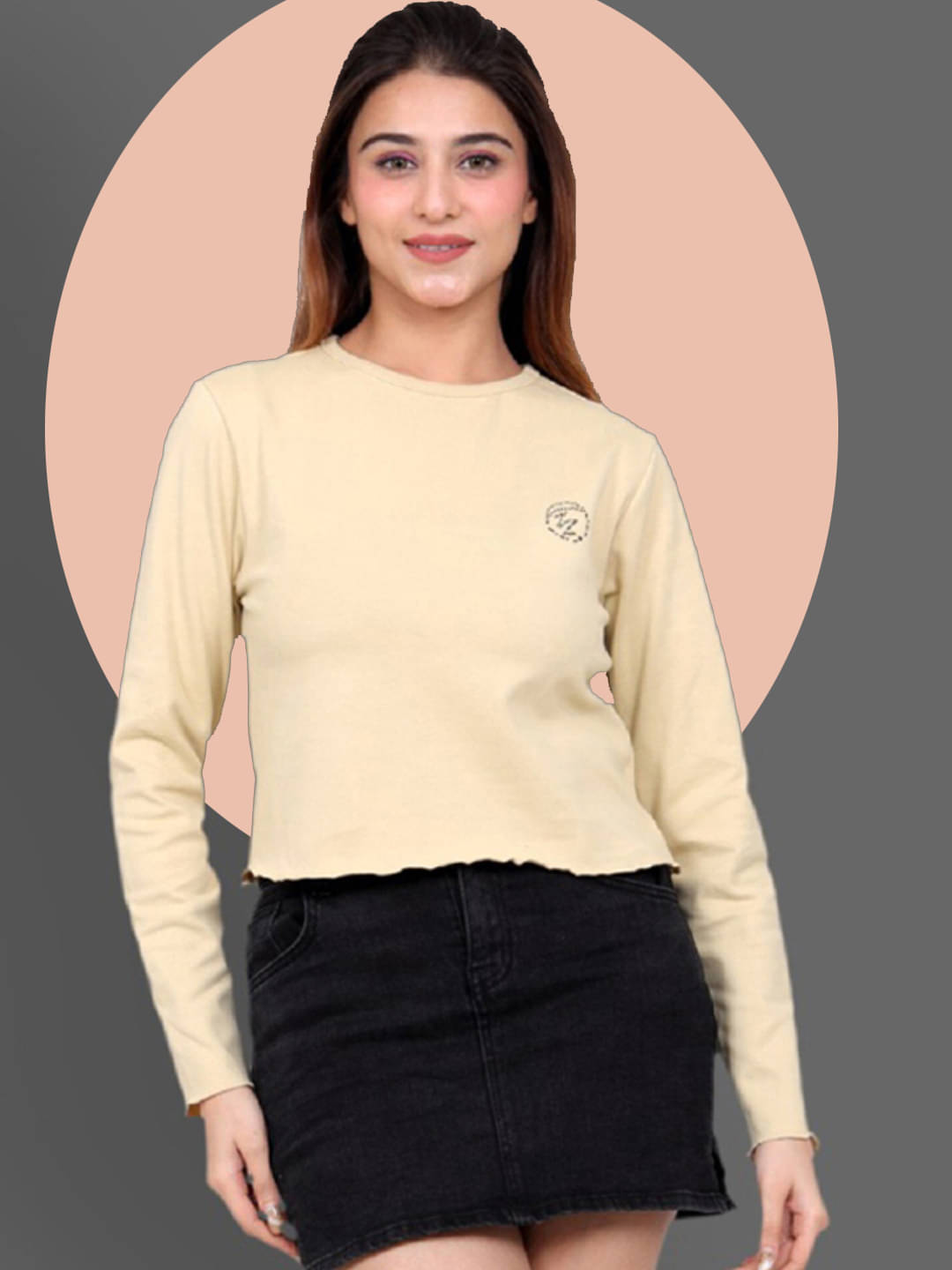 BELLAFINO Women's Cotton Blend Regular Top ( Beige ) BELLAFINO Women's Cotton Blend Regular Top ( Beige )