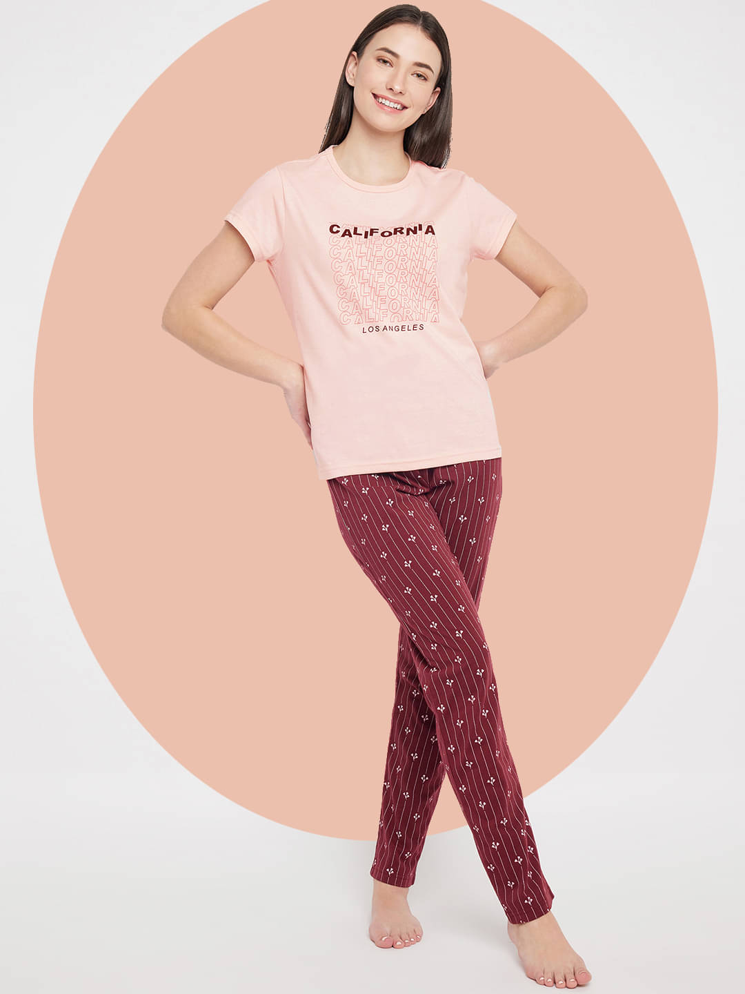     			BELLAFINO Pink Cotton Blend Women's Nightwear Nightsuit Sets ( Pack of 1 )
