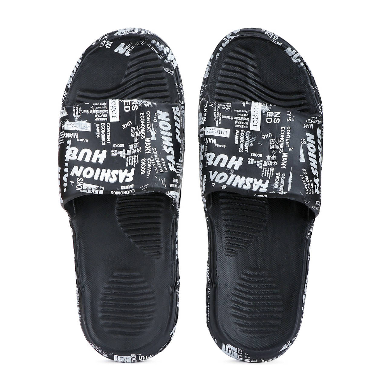     			Bersache Black Men's Slide Flip Flop