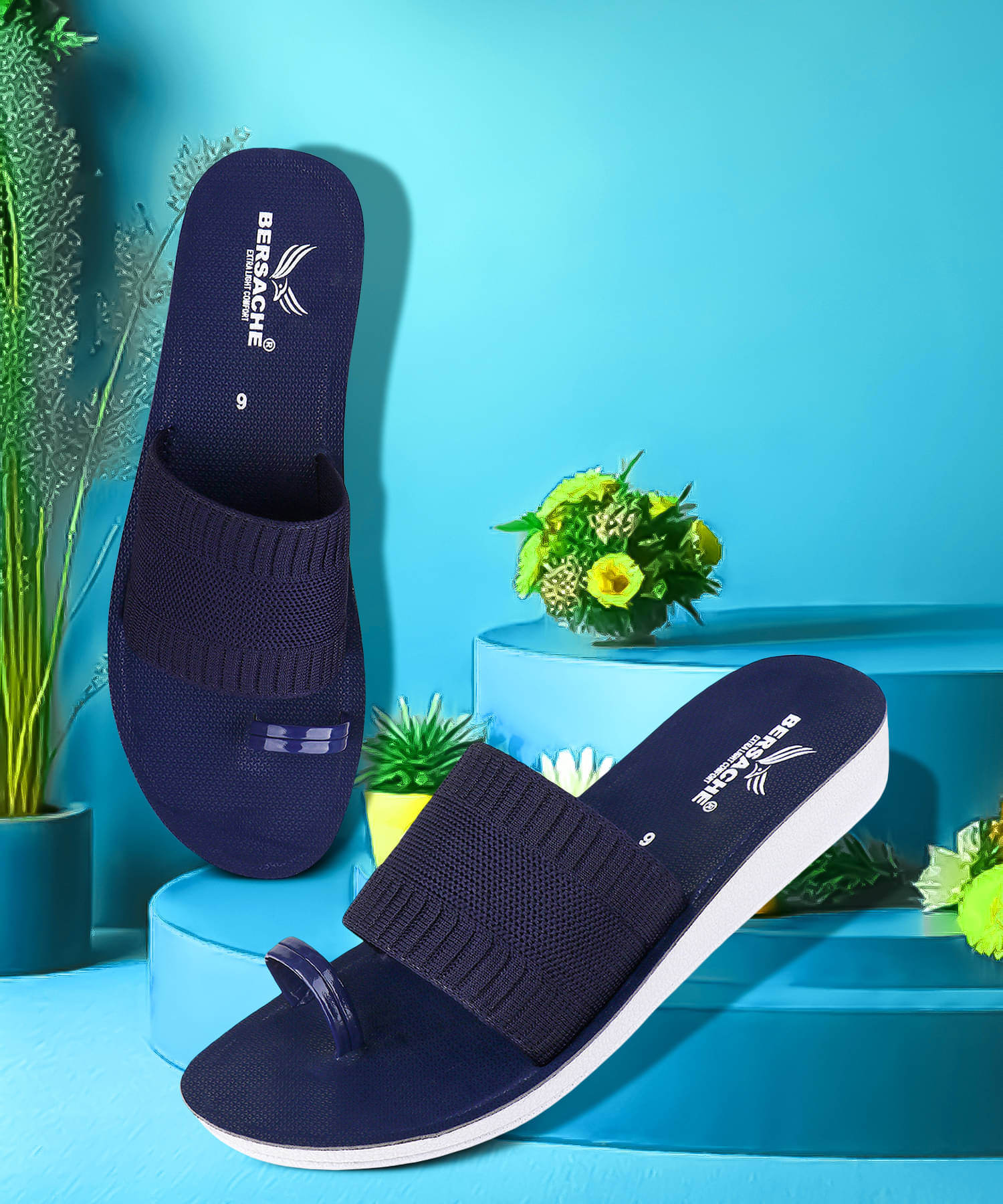     			Bersache Blue Women's Leather Slipper