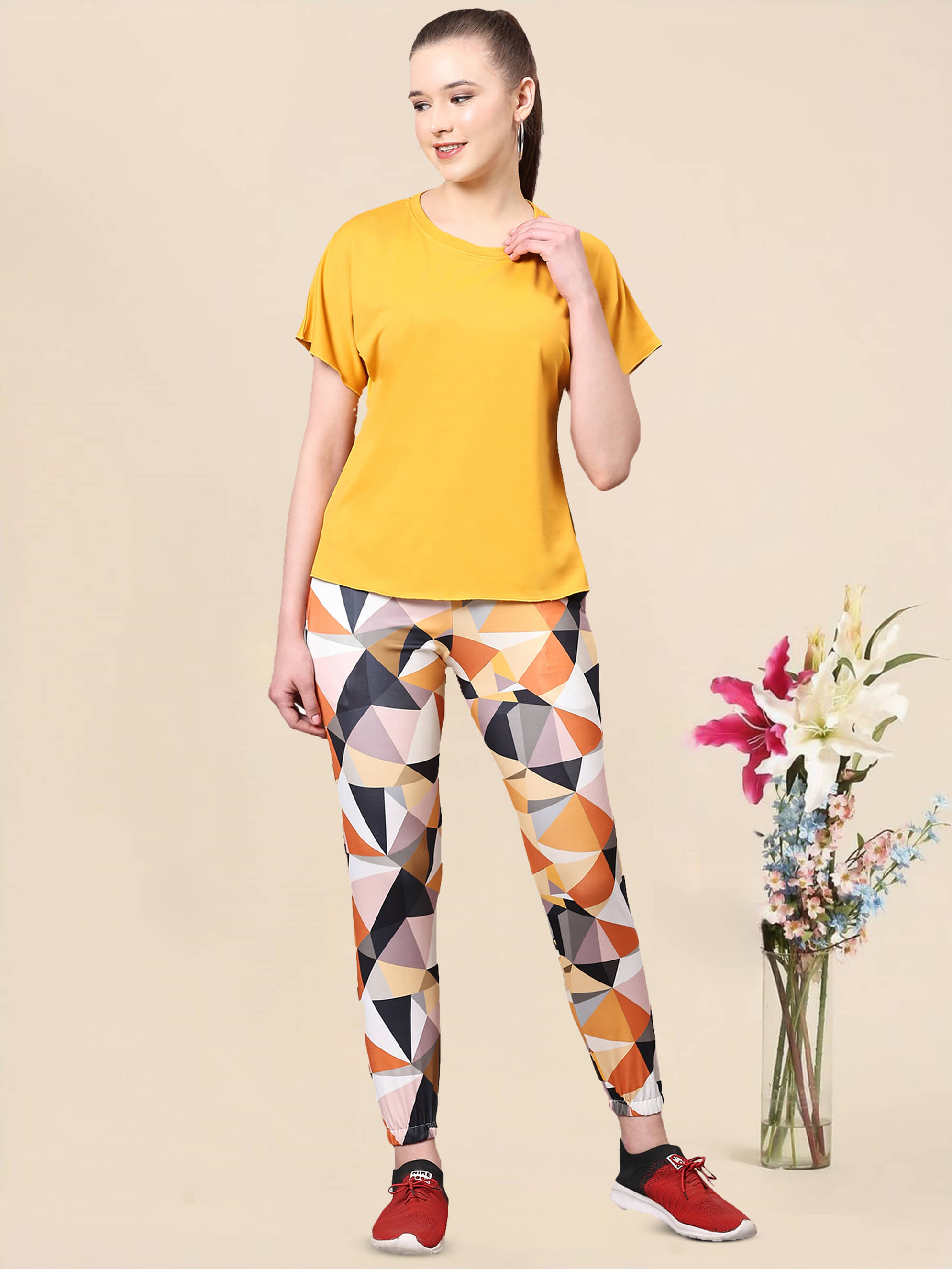     			DTR FASHION Yellow Cotton Blend Solid Tracksuit - Pack of 1