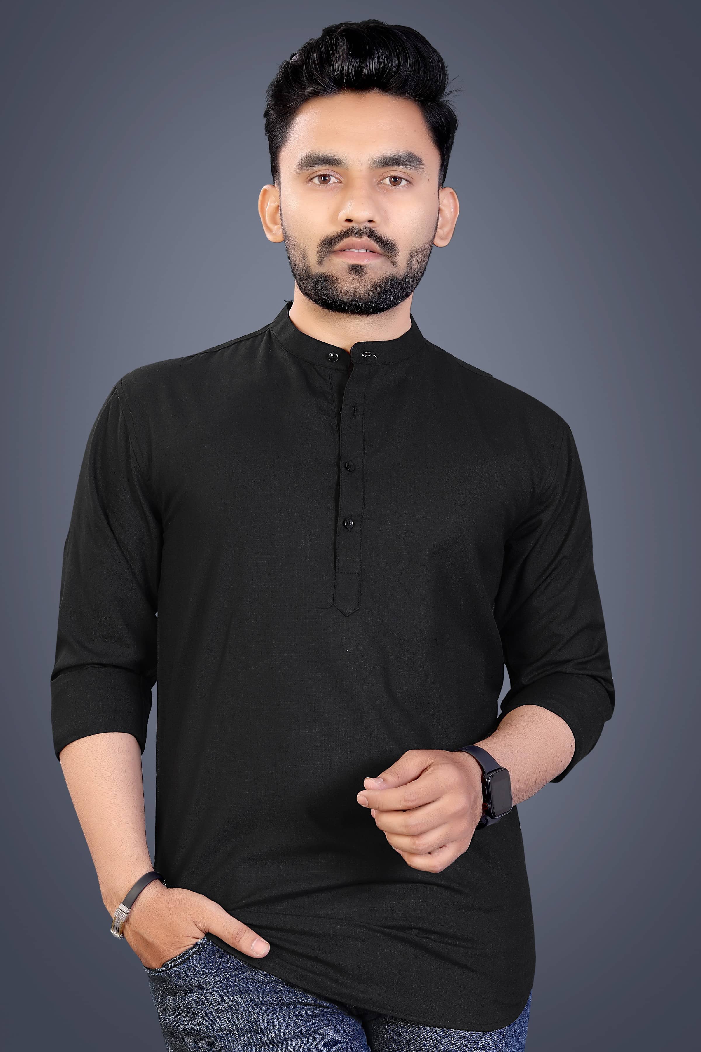 Nofilter Cotton Blend Plain Regular Kurta For Men ( Black ) - Kurtas & Kurta Sets | Buy online on ZillyBuy