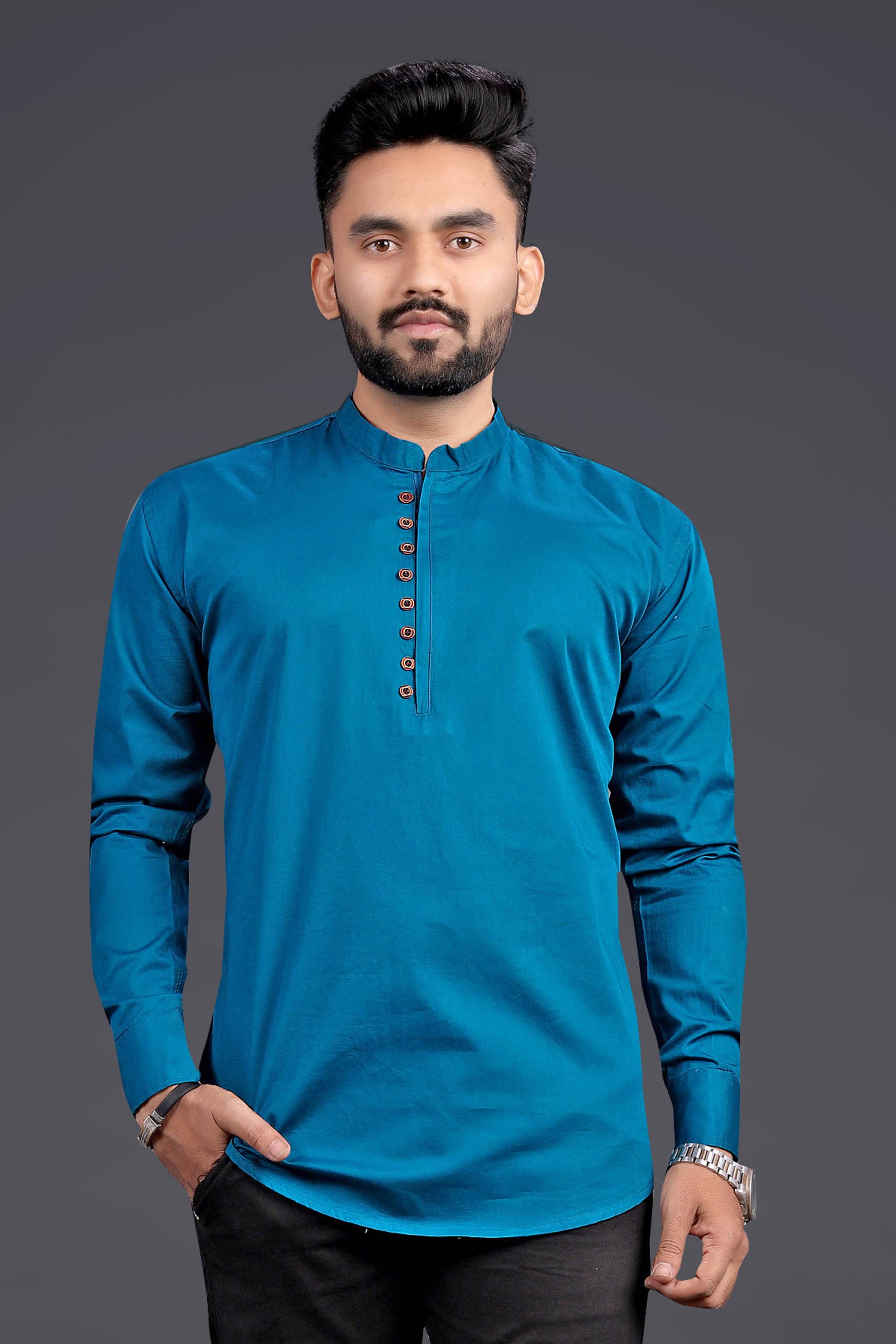 Nofilter Blue Cotton Men's Regular Kurta ( Pack of 1 )     			Nofilter Blue Cotton Men's Regular Kurta ( Pack of 1 )