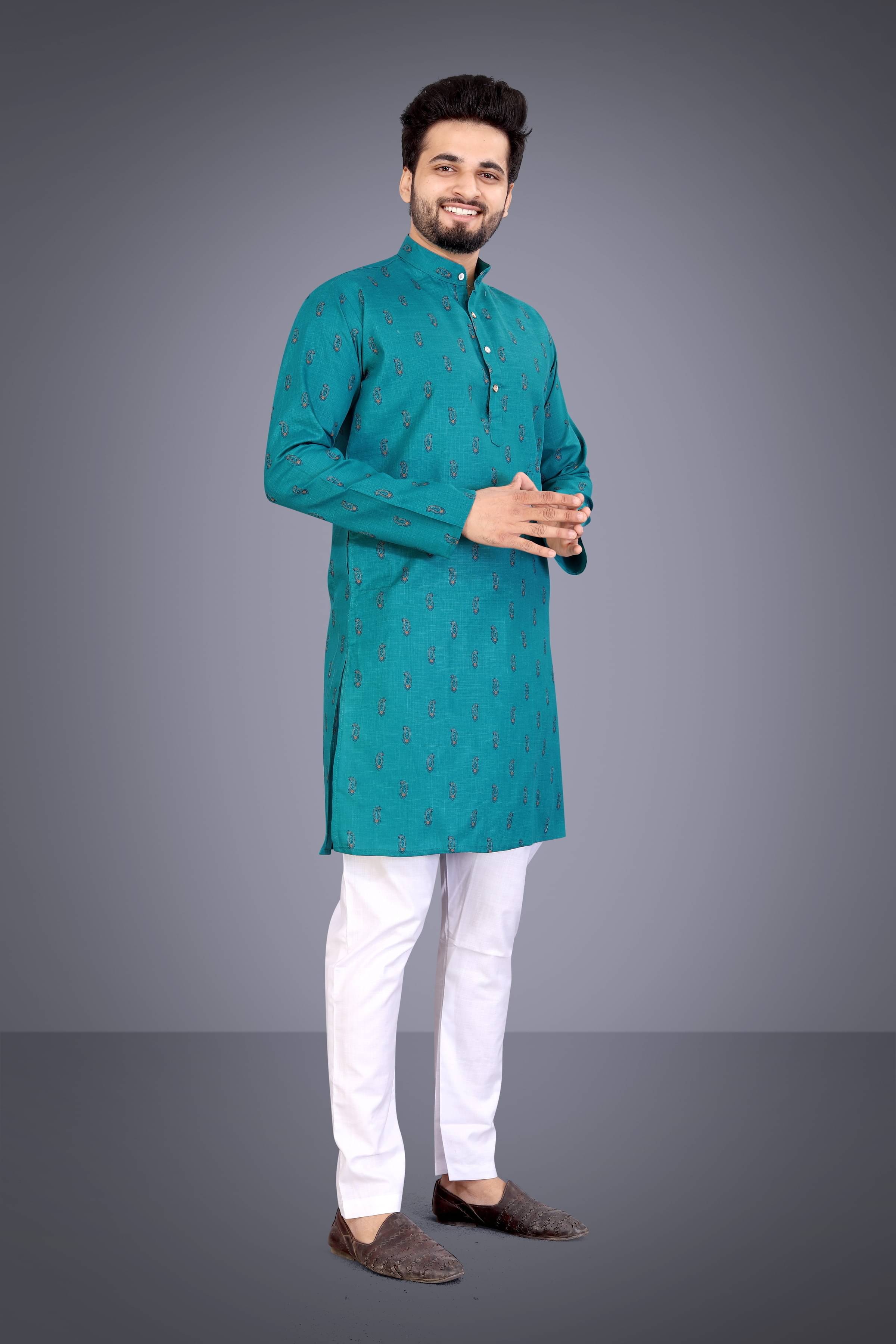 Nofilter Green Cotton Blend Men's Regular Kurta ( Pack of 1 ) Nofilter Green Cotton Blend Men's Regular Kurta ( Pack of 1 )