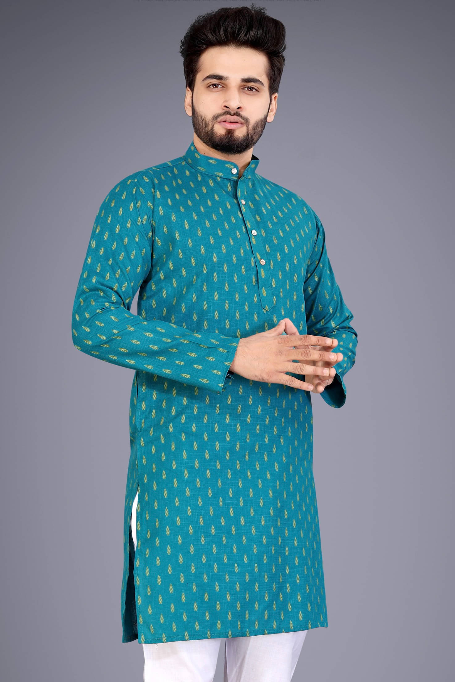 Nofilter Green Cotton Blend Men's Regular Kurta ( Pack of 1 ) Nofilter Green Cotton Blend Men's Regular Kurta ( Pack of 1 )