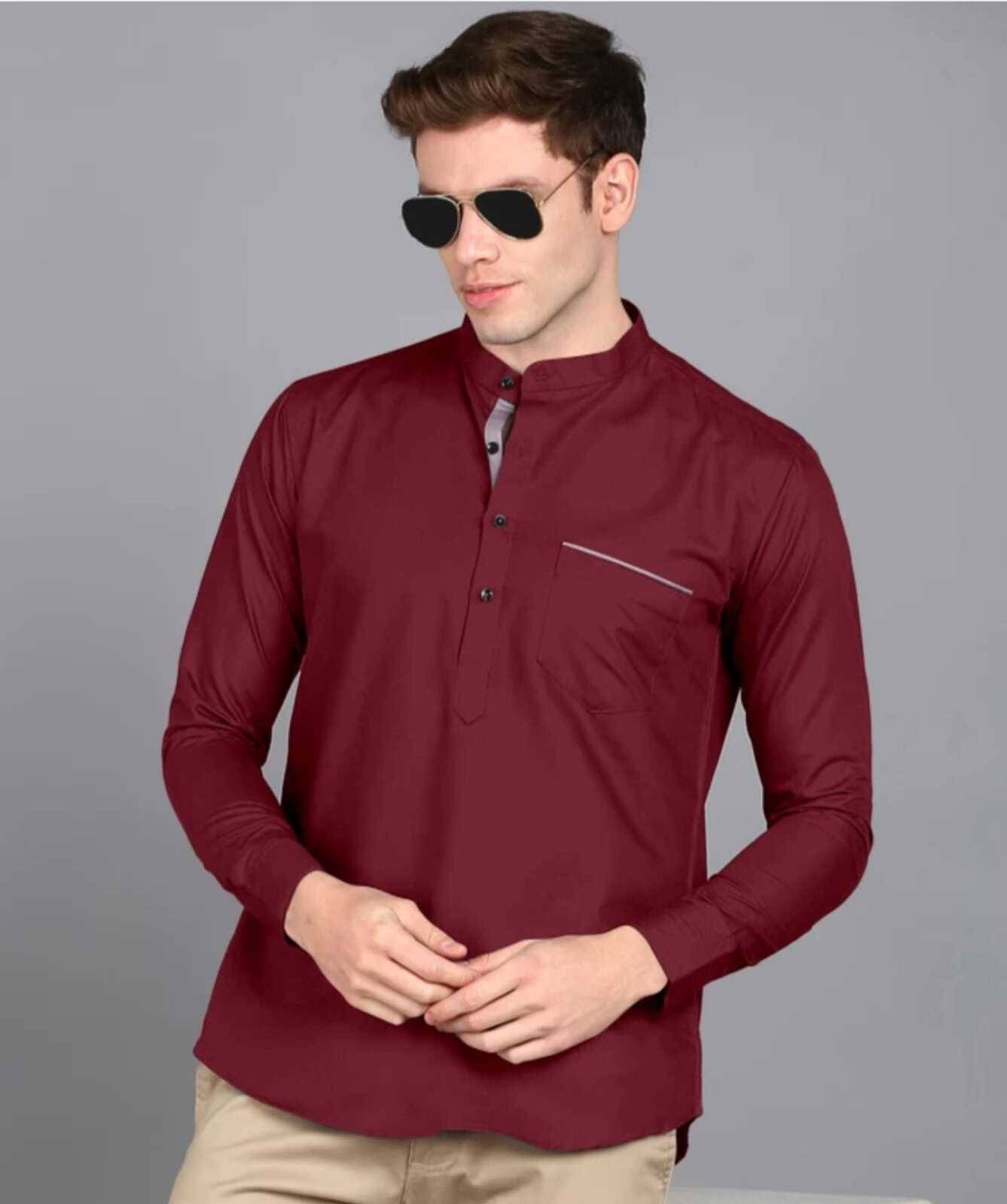     			Nofilter Maroon Cotton Blend Men's Regular Kurta ( Pack of 1 )