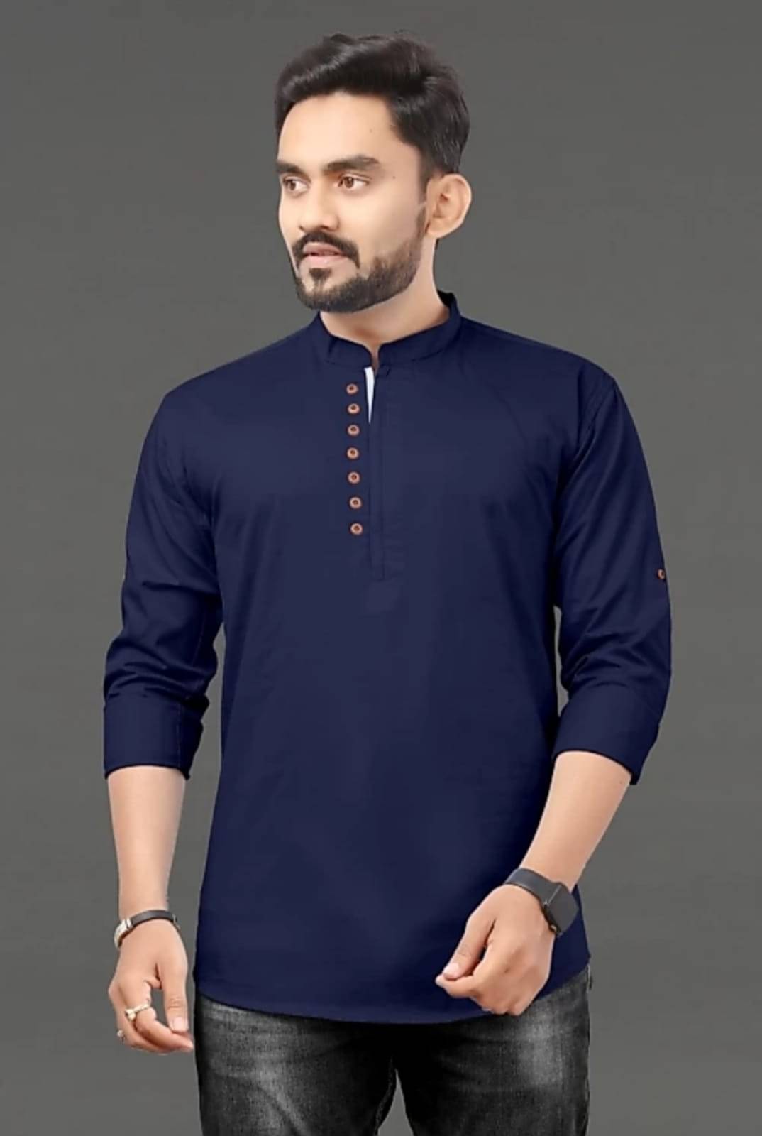     			Nofilter Navy Cotton Blend Men's Regular Kurta ( Pack of 1 )