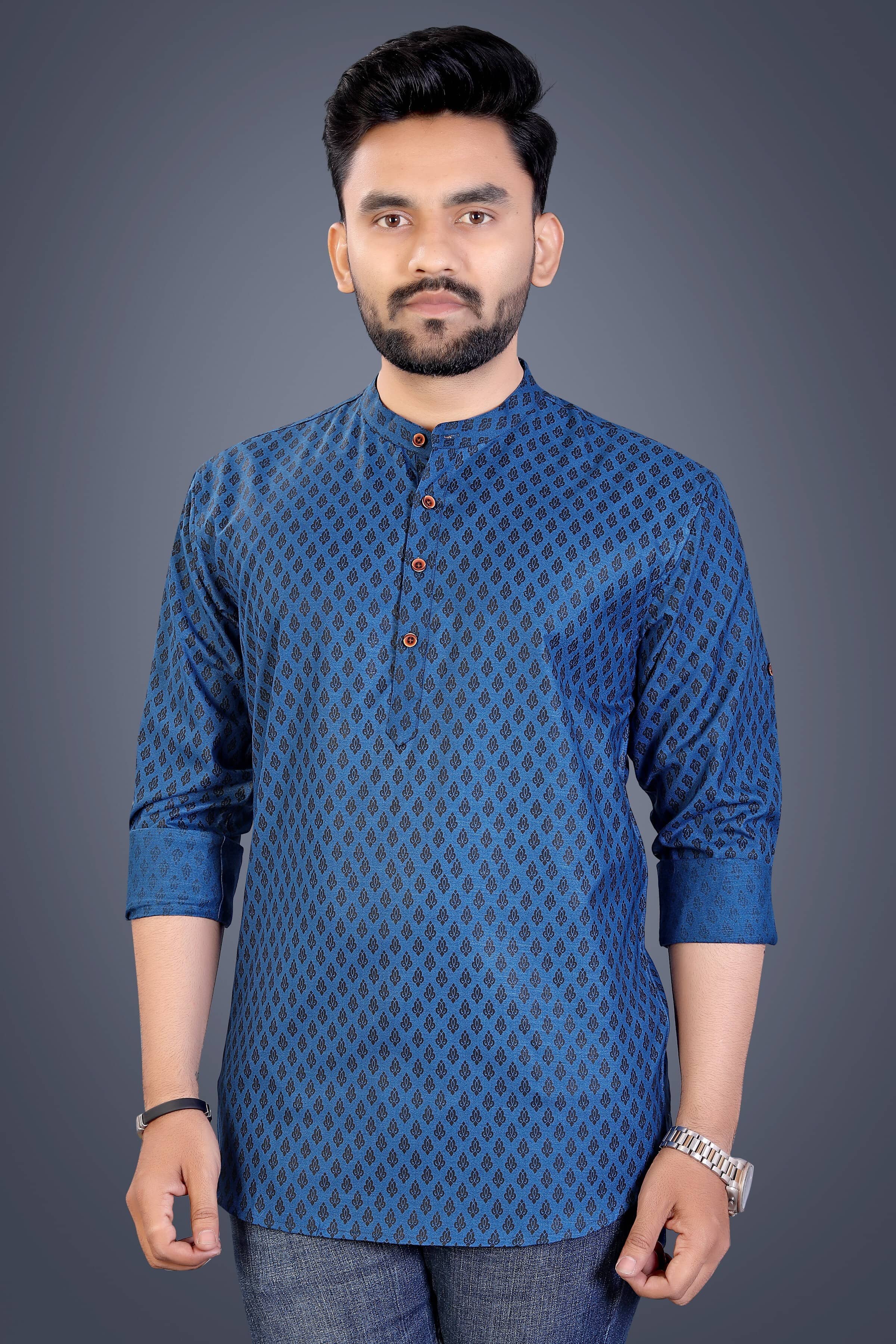 Nofilter Navy Cotton Blend Men's Regular Kurta ( Pack of 1 ) - Kurtas & Kurta Sets | Buy online on ZillyBuy