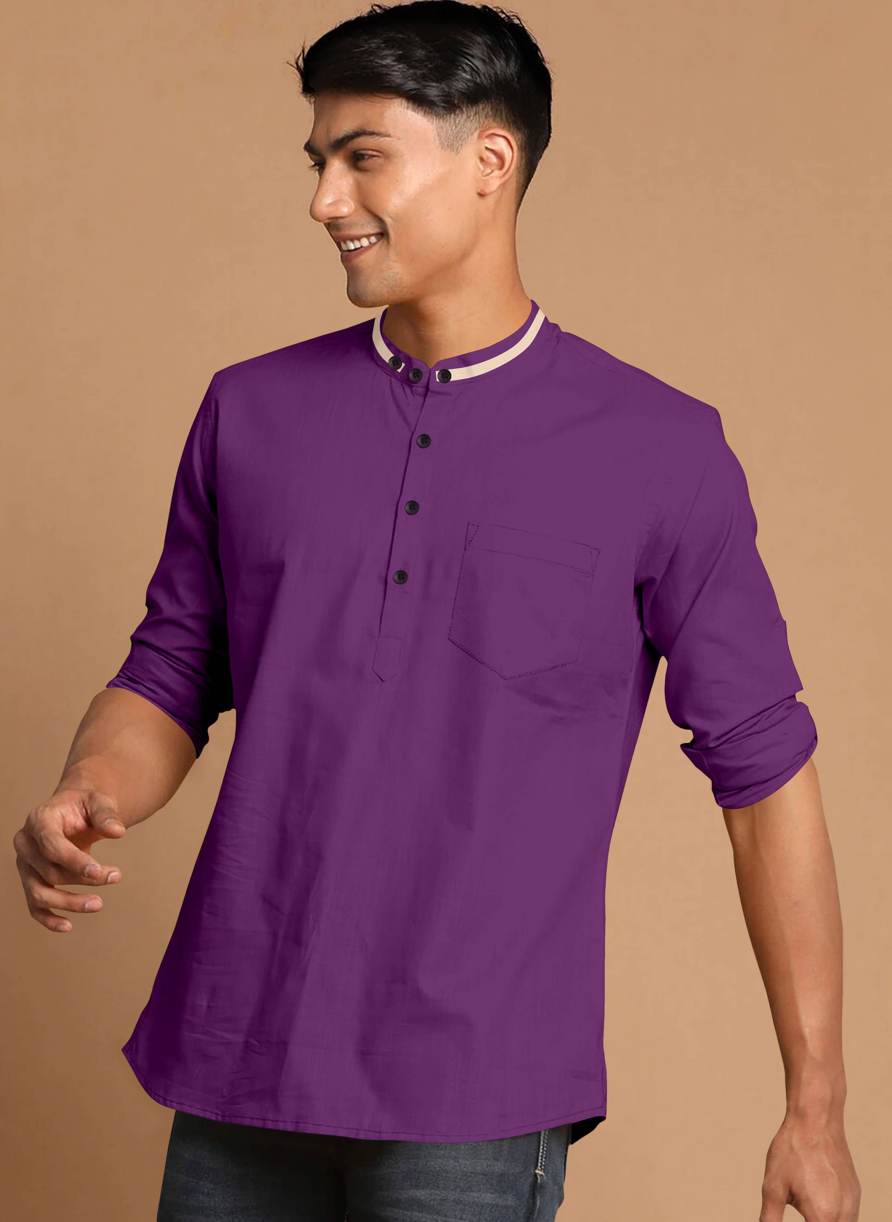     			Nofilter Purple Cotton Blend Men's Regular Kurta ( Pack of 1 )