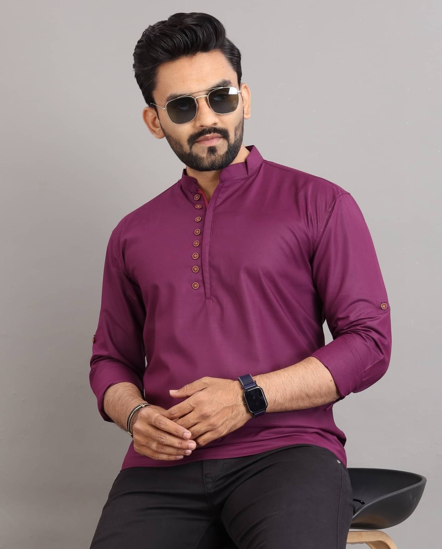     			Nofilter Purple Cotton Men's Regular Kurta ( Pack of 1 )