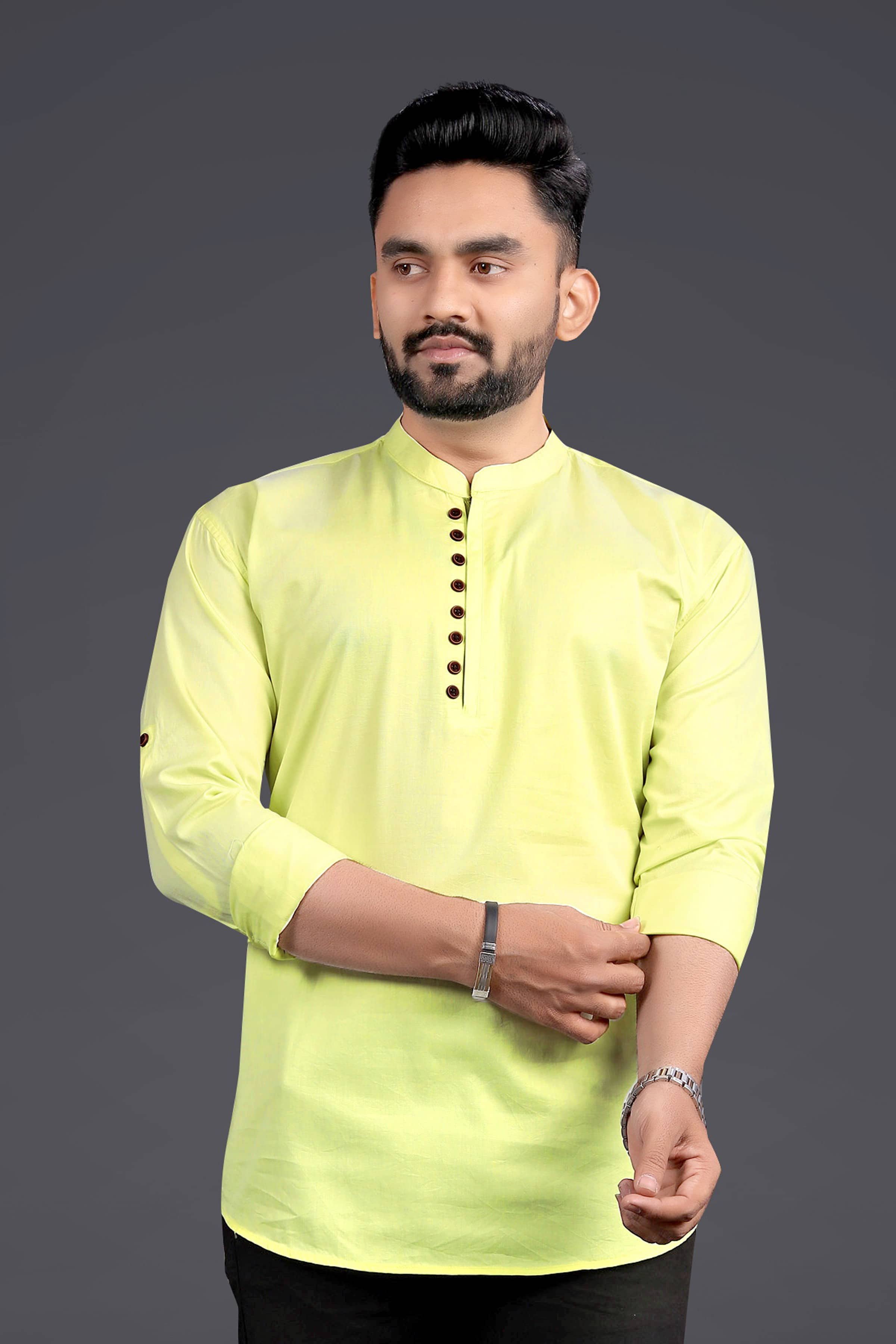 Nofilter Cotton Blend Plain Regular Kurta For Men ( Yellow ) - Kurtas & Kurta Sets | Buy online on ZillyBuy