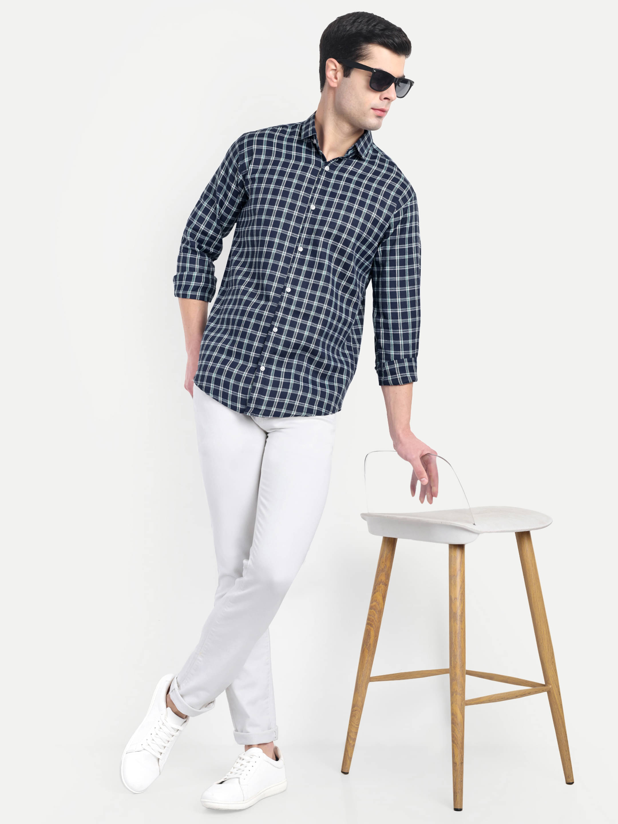    			S-LINE 100% Cotton Slim Fit Checks Full Sleeves Men's Casual Shirt - Green ( Pack of 1 )