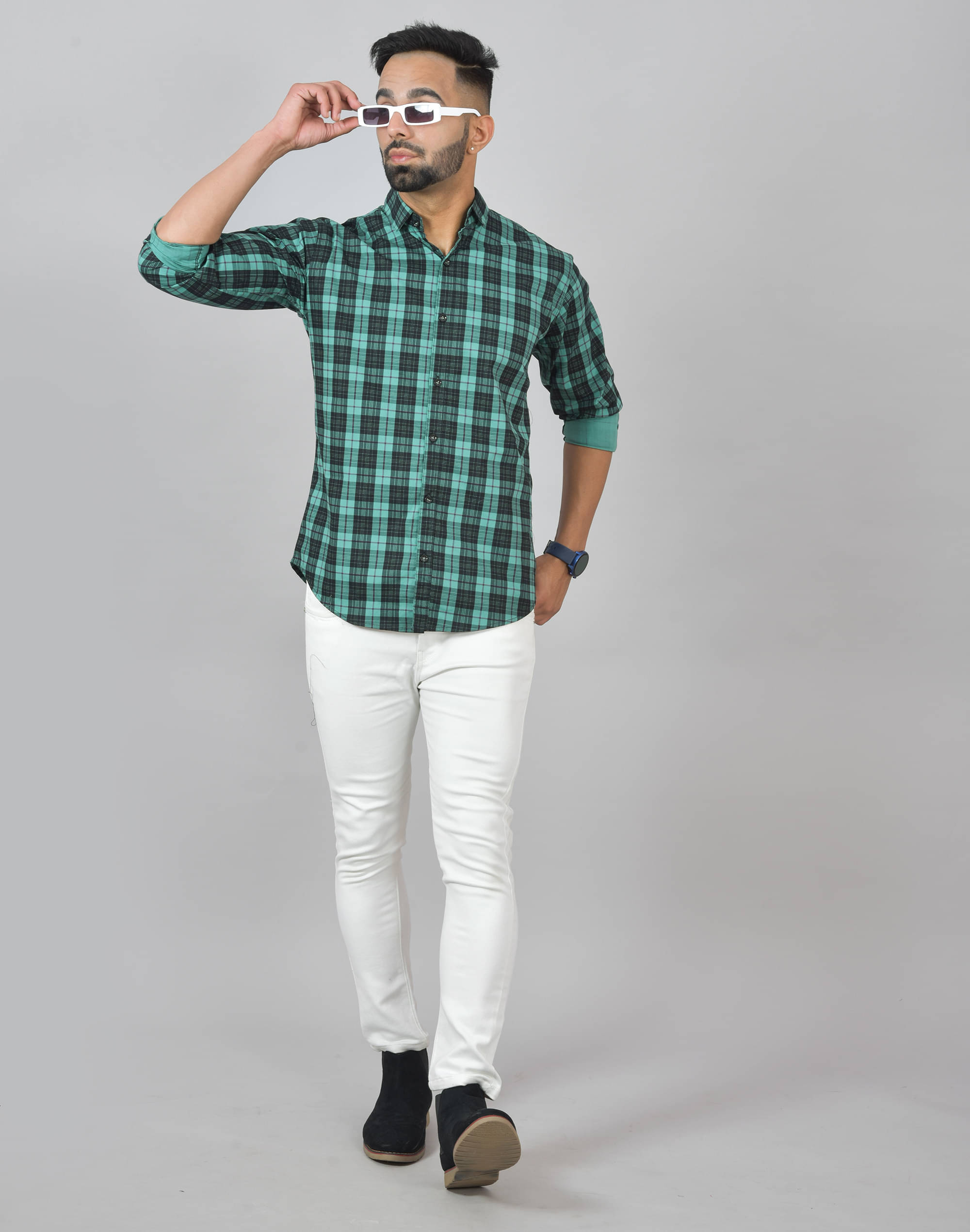 S-LINE 100% Cotton Slim Fit Checks Full Sleeves Men's Casual Shirt - Green ( Pack of 1 )     			S-LINE 100% Cotton Slim Fit Checks Full Sleeves Men's Casual Shirt - Green ( Pack of 1 )