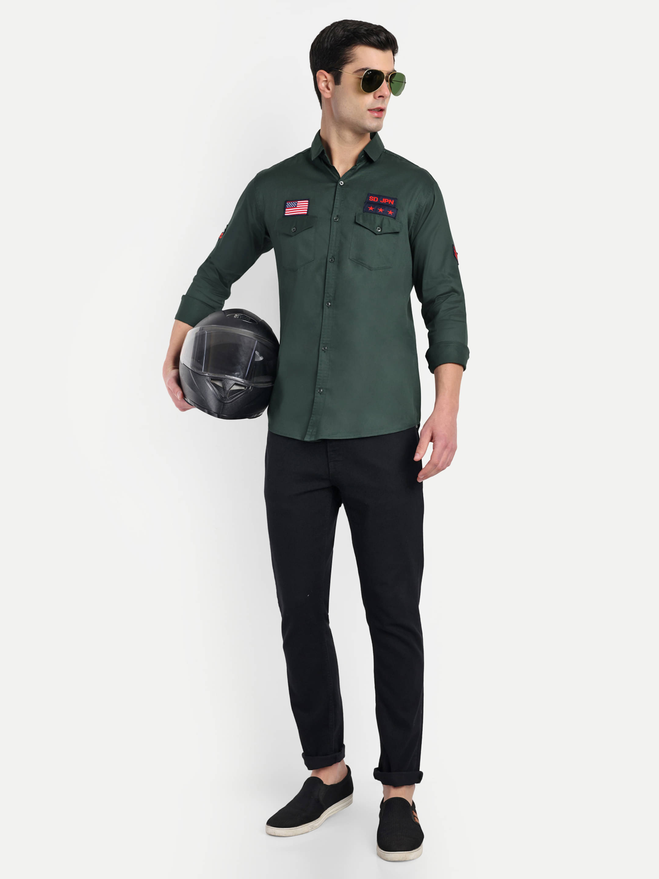     			S-LINE 100% Cotton Slim Fit Self Design Full Sleeves Men's Casual Shirt - Green ( Pack of 1 )