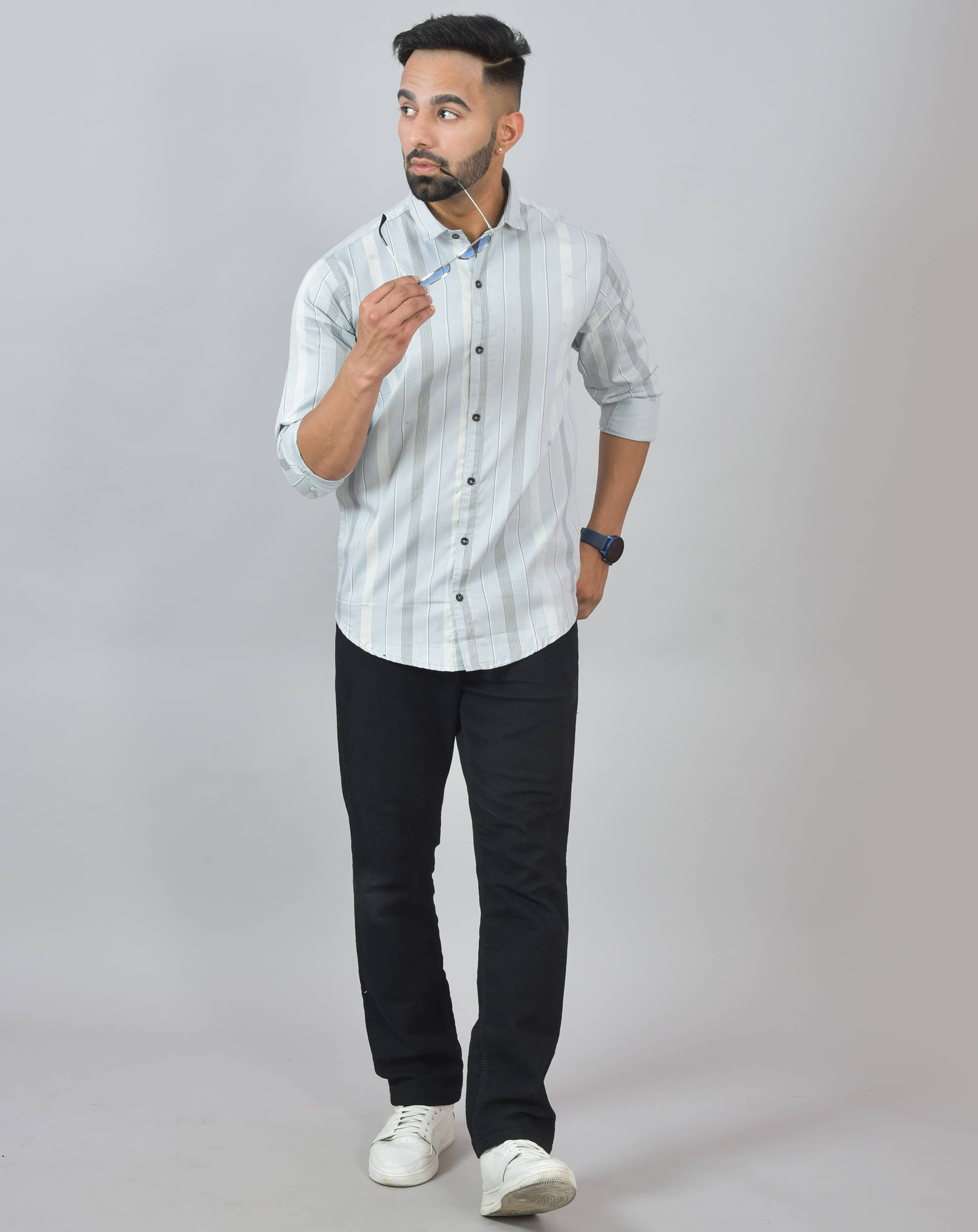 S-LINE 100% Cotton Slim Fit Striped Full Sleeves Men's Casual Shirt - Grey ( Pack of 1 )     			S-LINE 100% Cotton Slim Fit Striped Full Sleeves Men's Casual Shirt - Grey ( Pack of 1 )