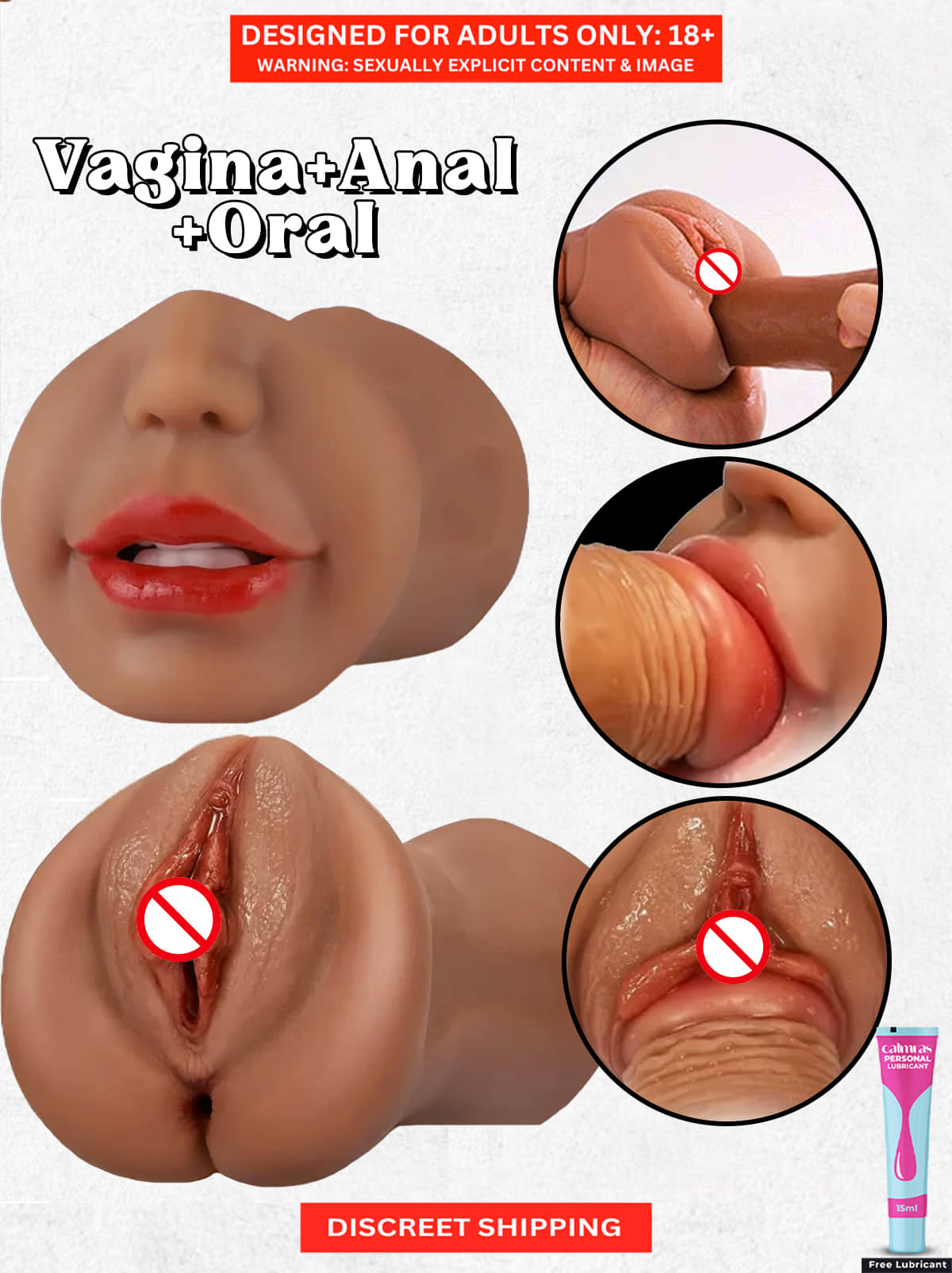3 in 1 Mouth Vagina Tight Anus Sex Doll Pocket Pussy Realistic Silicone Male Masturbators for Oral Anal Masturbation with Free Lube – Naughty Nights