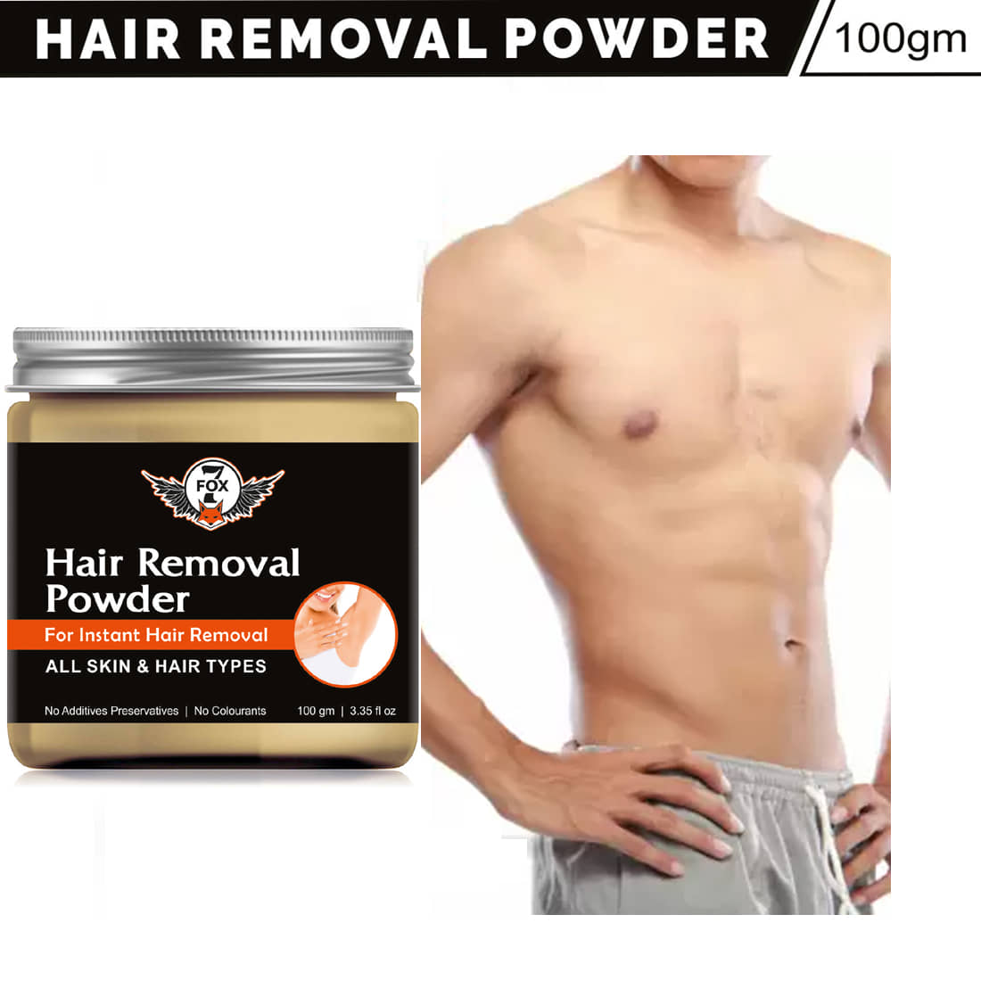 7 FOX Natural Hair Removal Powder for Men 100gm ( Pack of 1 )