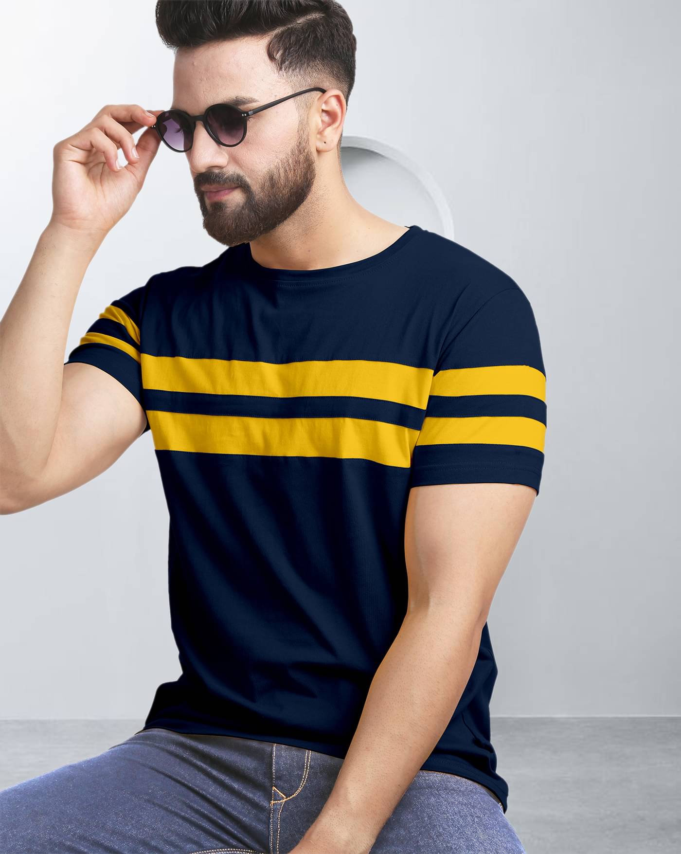 AOOSH Cotton Blend Regular Fit Striped Half Sleeves Men's Round T-Shirt - Multicolor1 ( Pack of 1 ) AOOSH Cotton Blend Regular Fit Striped Half Sleeves Men's Round T-Shirt - Multicolor1 ( Pack of 1 )