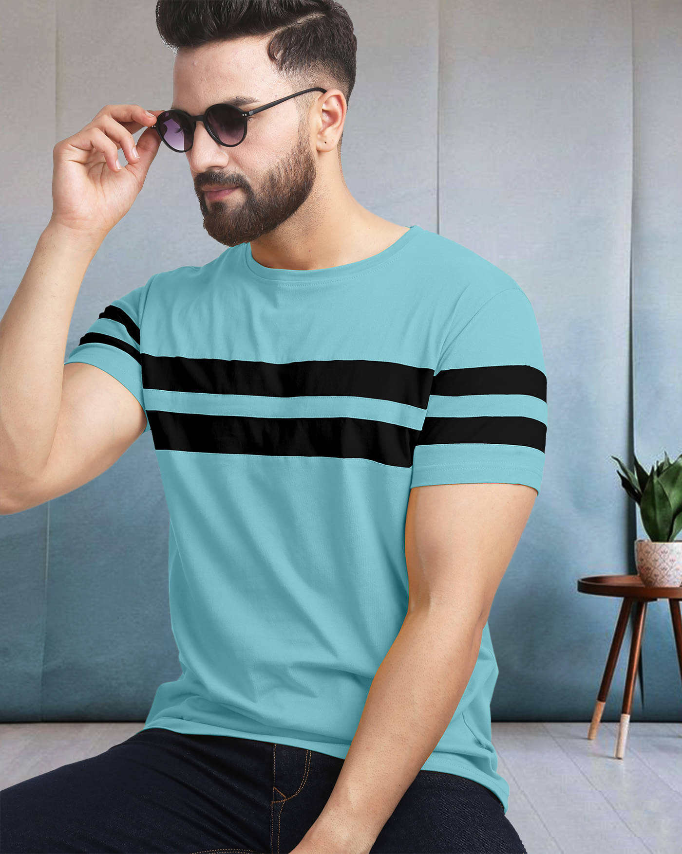 AOOSH Cotton Blend Regular Fit Striped Half Sleeves Men's Round T-Shirt - Multicolor2 ( Pack of 1 ) AOOSH Cotton Blend Regular Fit Striped Half Sleeves Men's Round T-Shirt - Multicolor2 ( Pack of 1 )