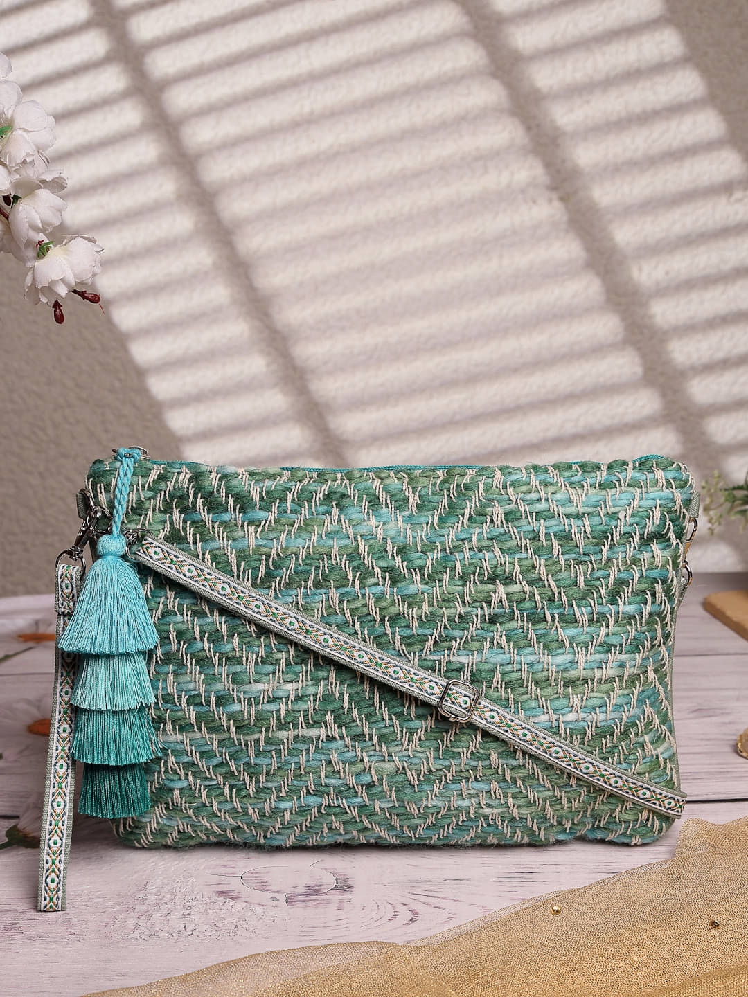     			Anekaant Sling Bag Cotton Set of 1 ( Green )
