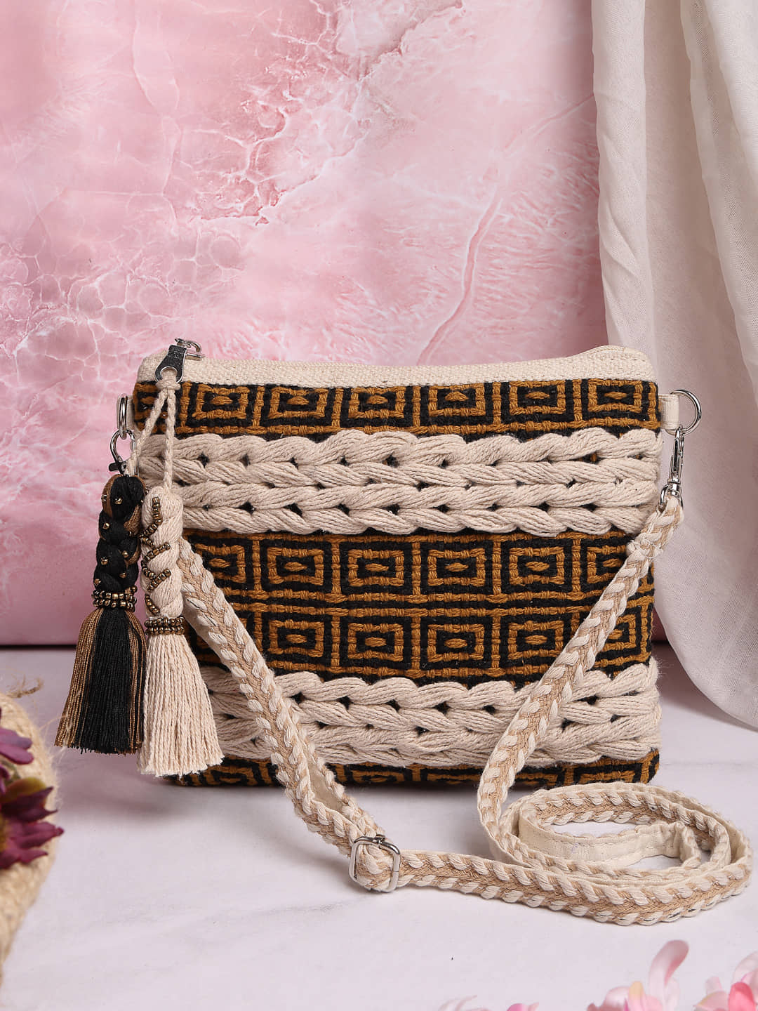 Anekaant Sling Bag Cotton Set of 1 ( Off White ) - Handbags | Buy online on ZillyBuy