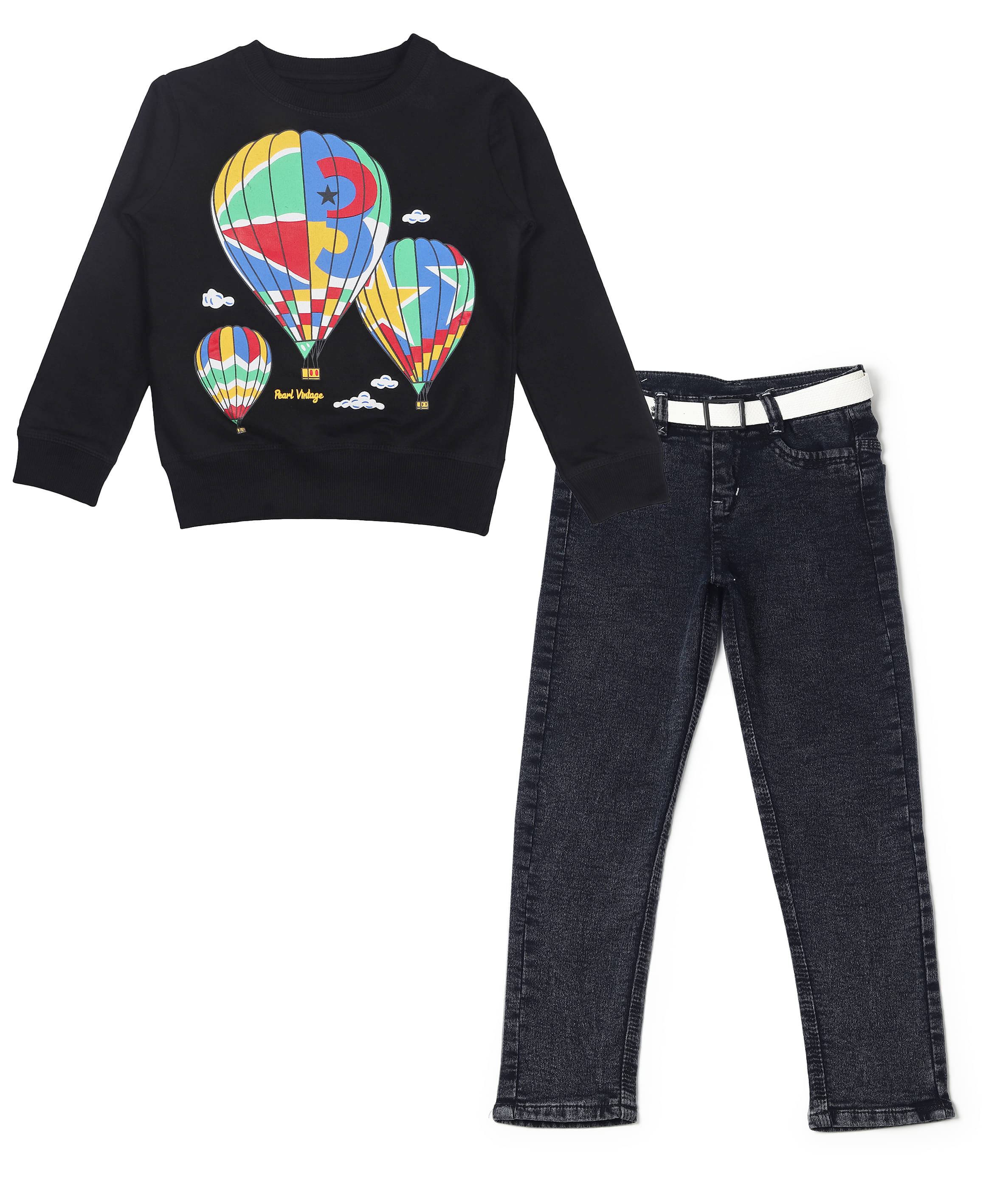     			Arshia Fashions Pack of 1 Boys Denim T-Shirt & Pants Set ( Black )