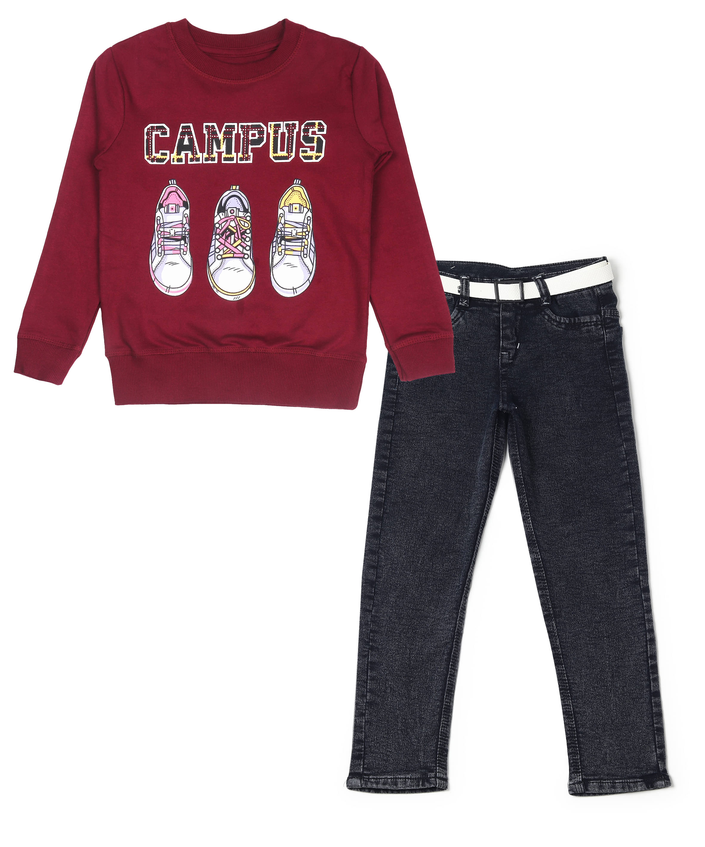     			Arshia Fashions Pack of 1 Boys Denim T-Shirt & Pants Set ( Maroon )