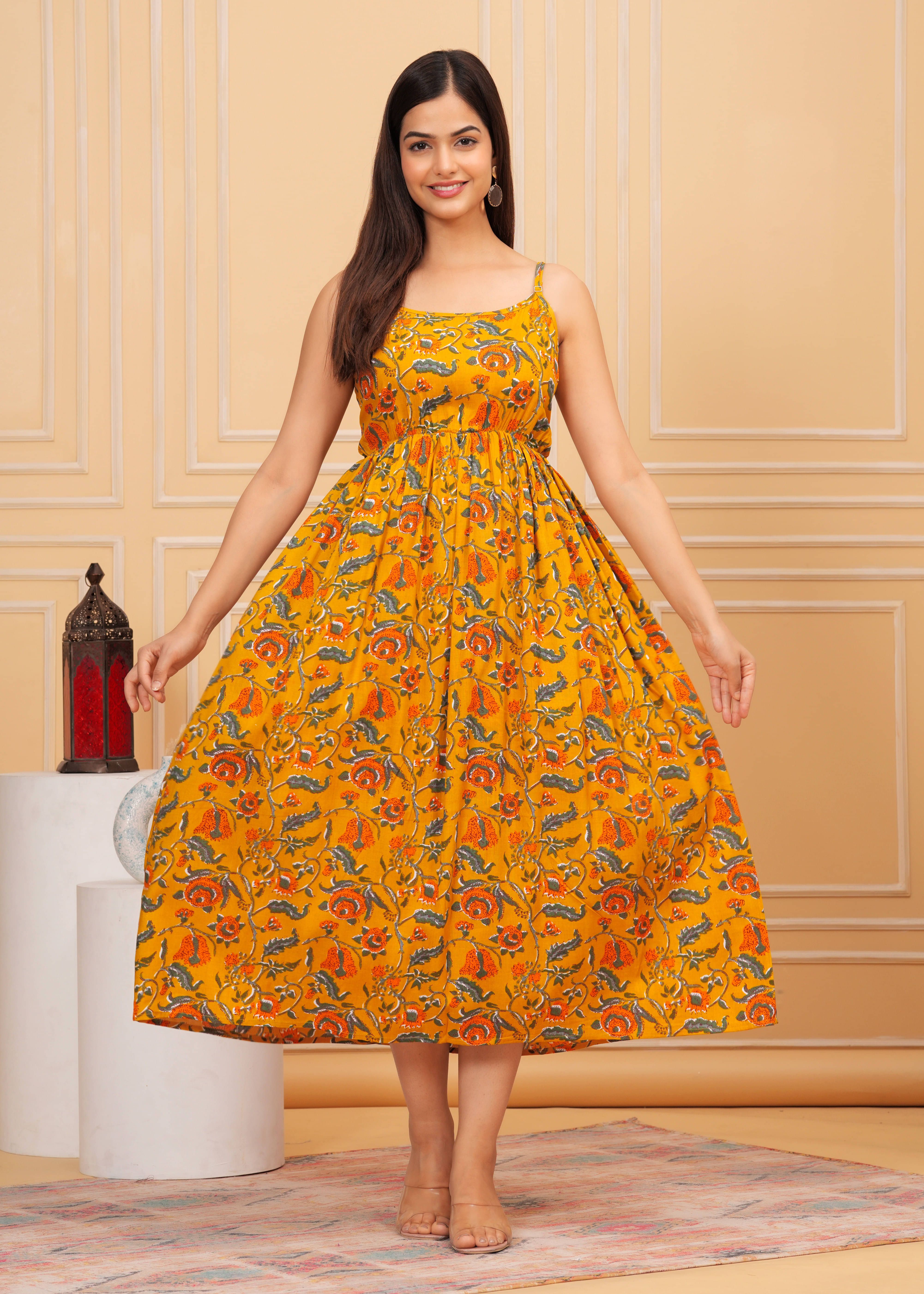     			Bhawanaprint Women Viscose Rayon Printed Maxi ( Yellow )