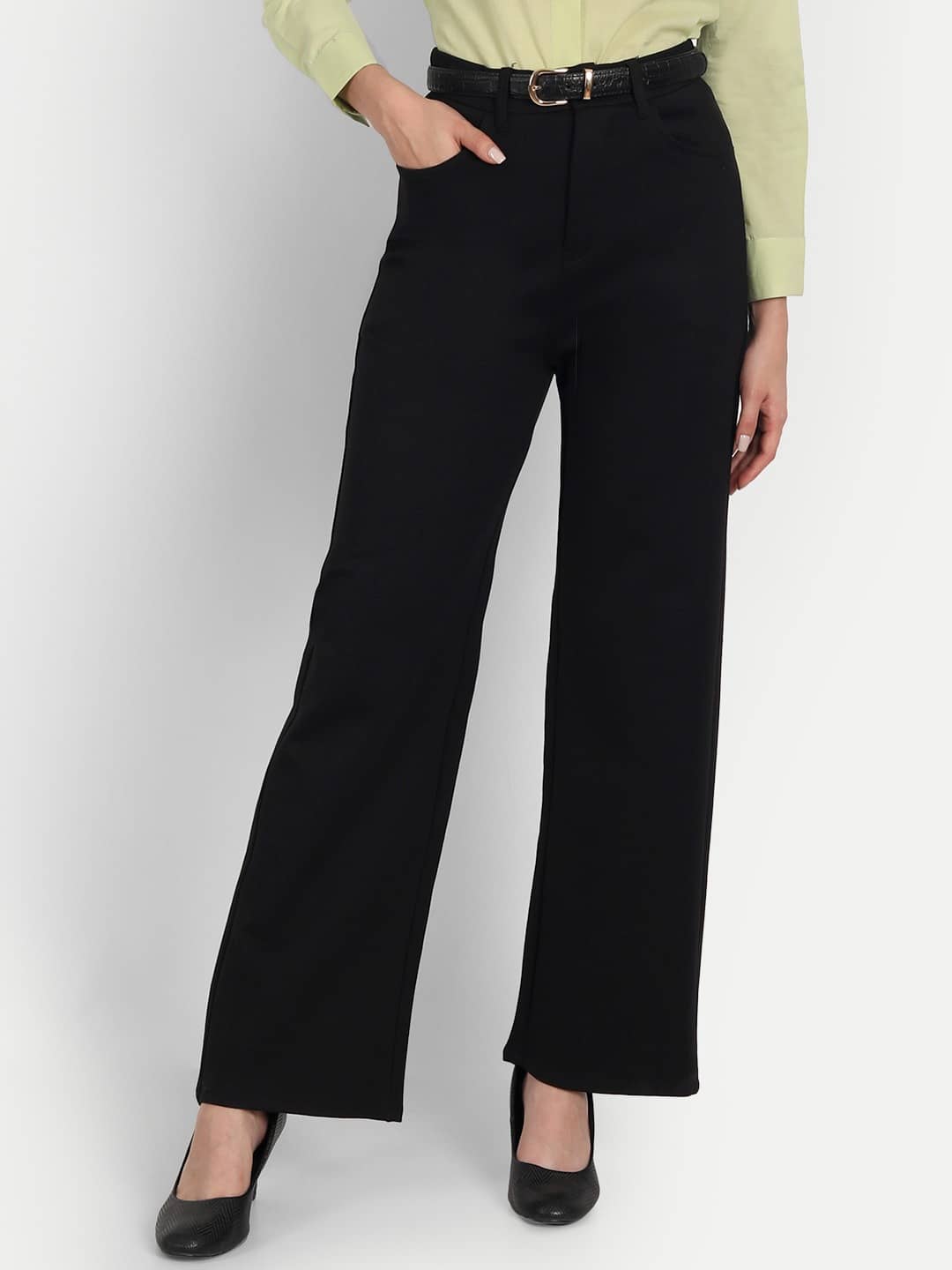 Broadstar Pack of 1 Polyester Straight Women's Formal Pants ( Black ) - Trousers | Buy online on ZillyBuy