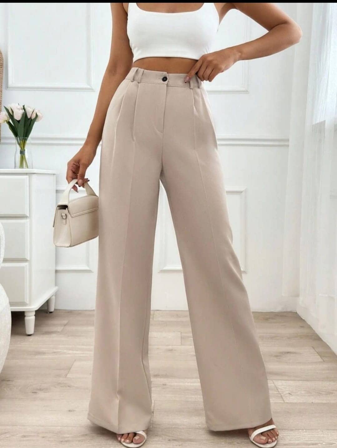 Broadstar Pack of 1 Polyester Straight Women's Casual Pants ( Beige ) - Trousers | Buy online on ZillyBuy
