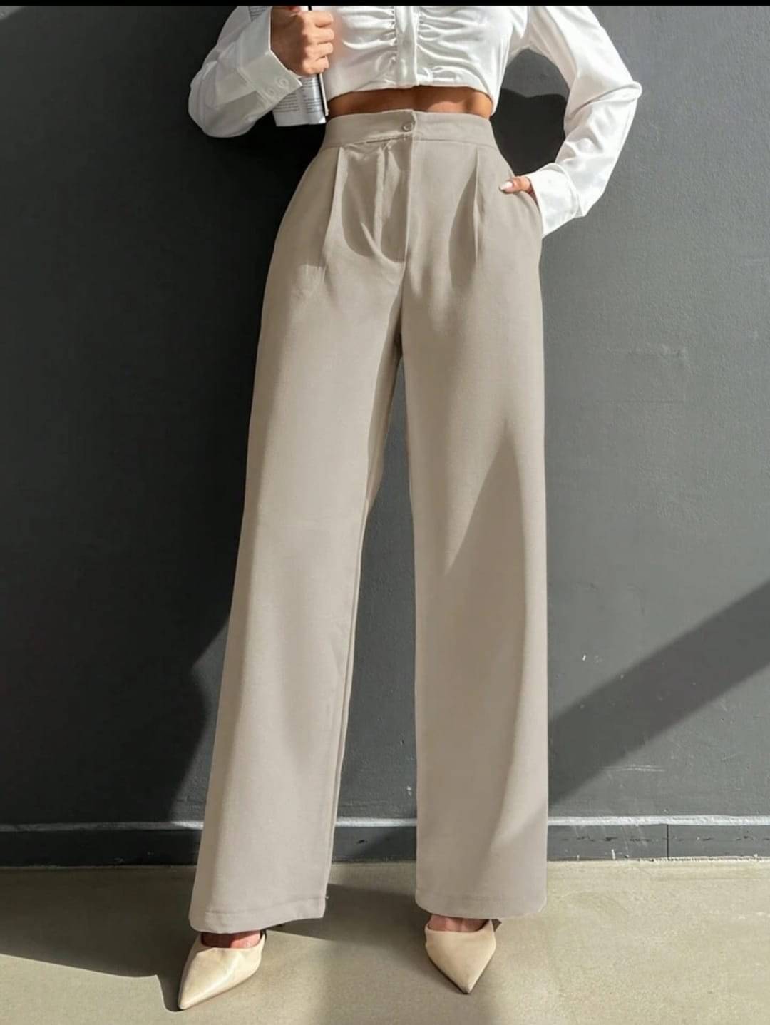     			Broadstar Pack of 1 Polyester Straight Women's Casual Pants ( Beige )