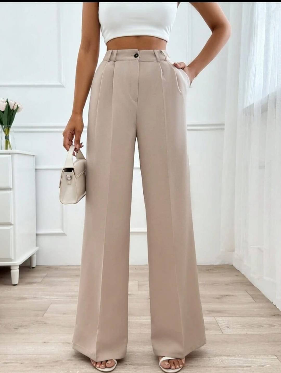     			Broadstar Pack of 1 Polyester Straight Women's Casual Pants ( Beige )
