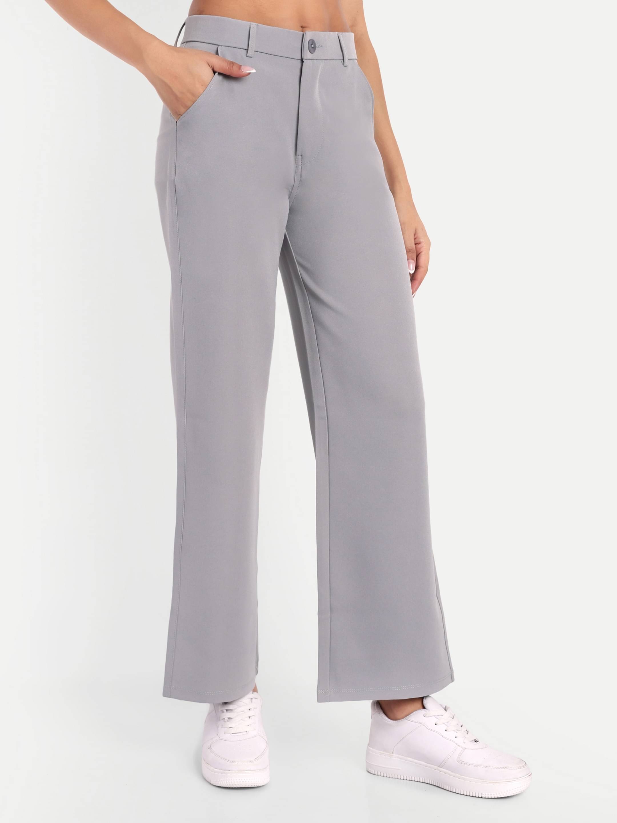     			Broadstar Pack of 1 Polyester Straight Women's Casual Pants ( Light Grey )