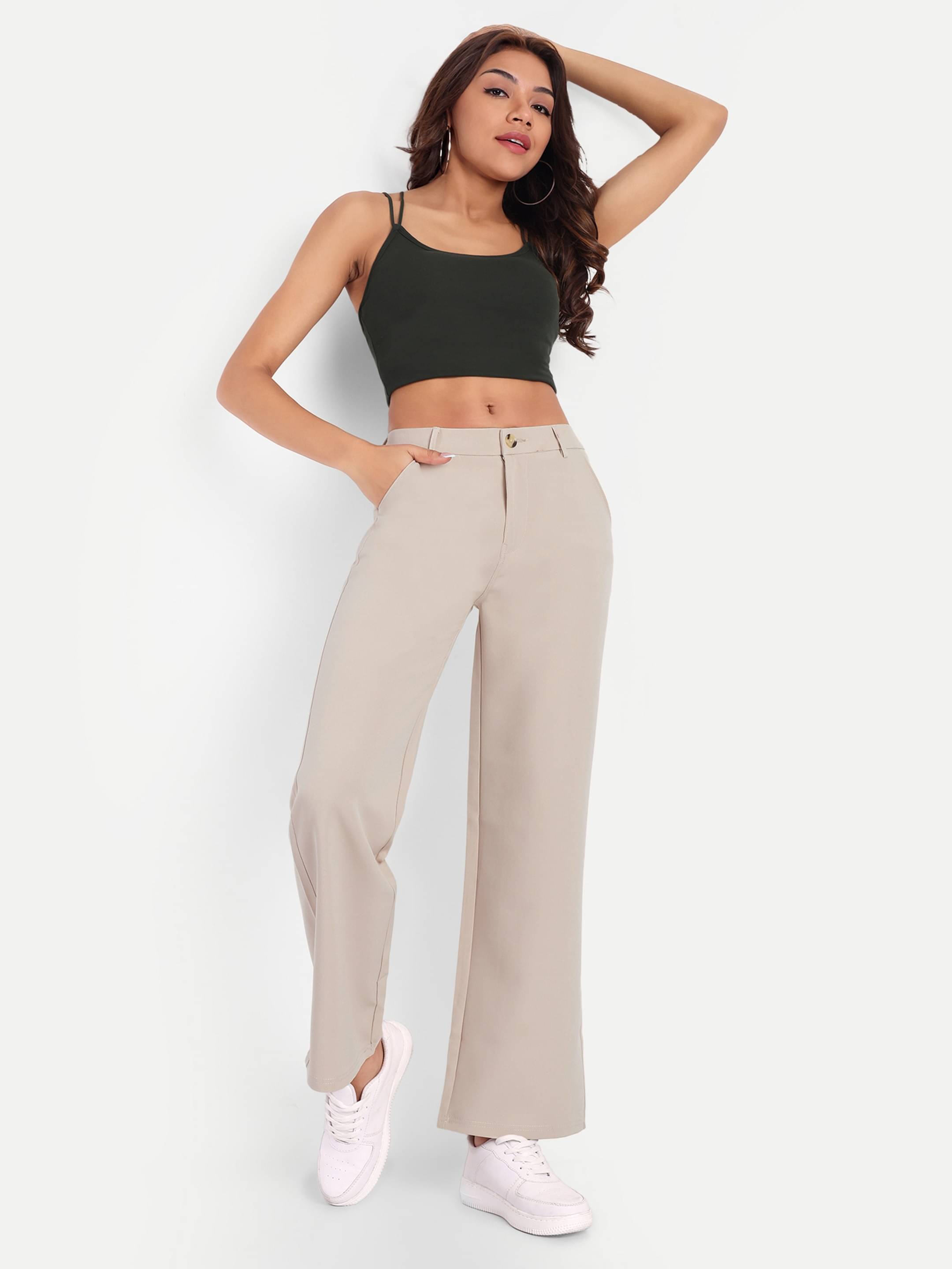     			Broadstar Pack of 1 Polyester Straight Women's Casual Pants ( Beige )