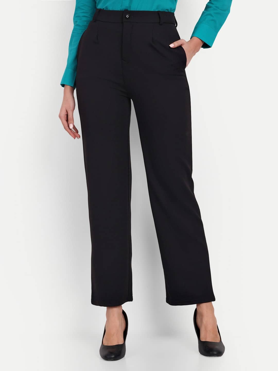 Broadstar Pack of 1 Polyester Straight Women's Casual Pants ( Black ) - Trousers | Buy online on ZillyBuy