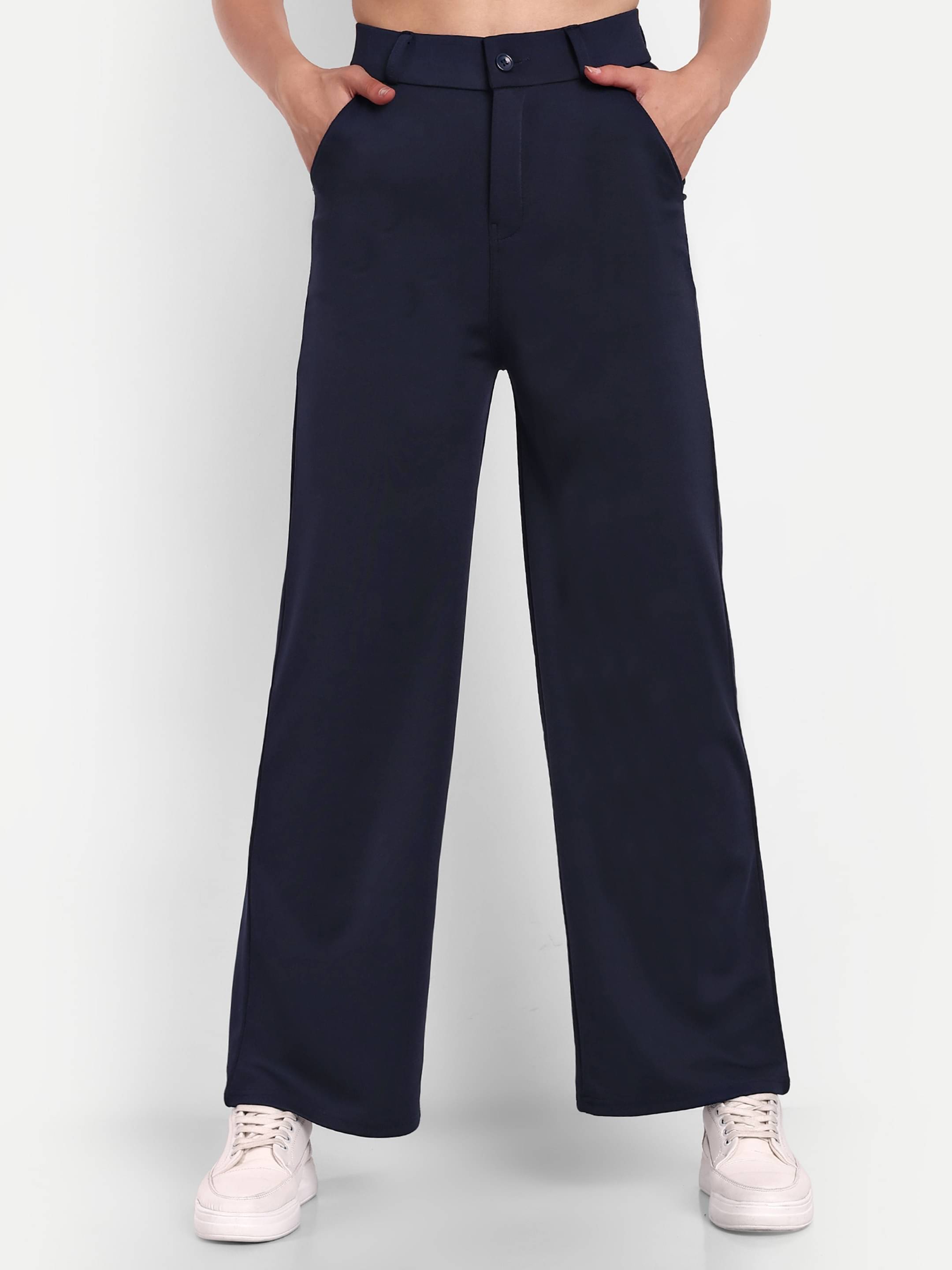    			Broadstar Pack of 1 Polyester Straight Women's Formal Pants ( Navy )
