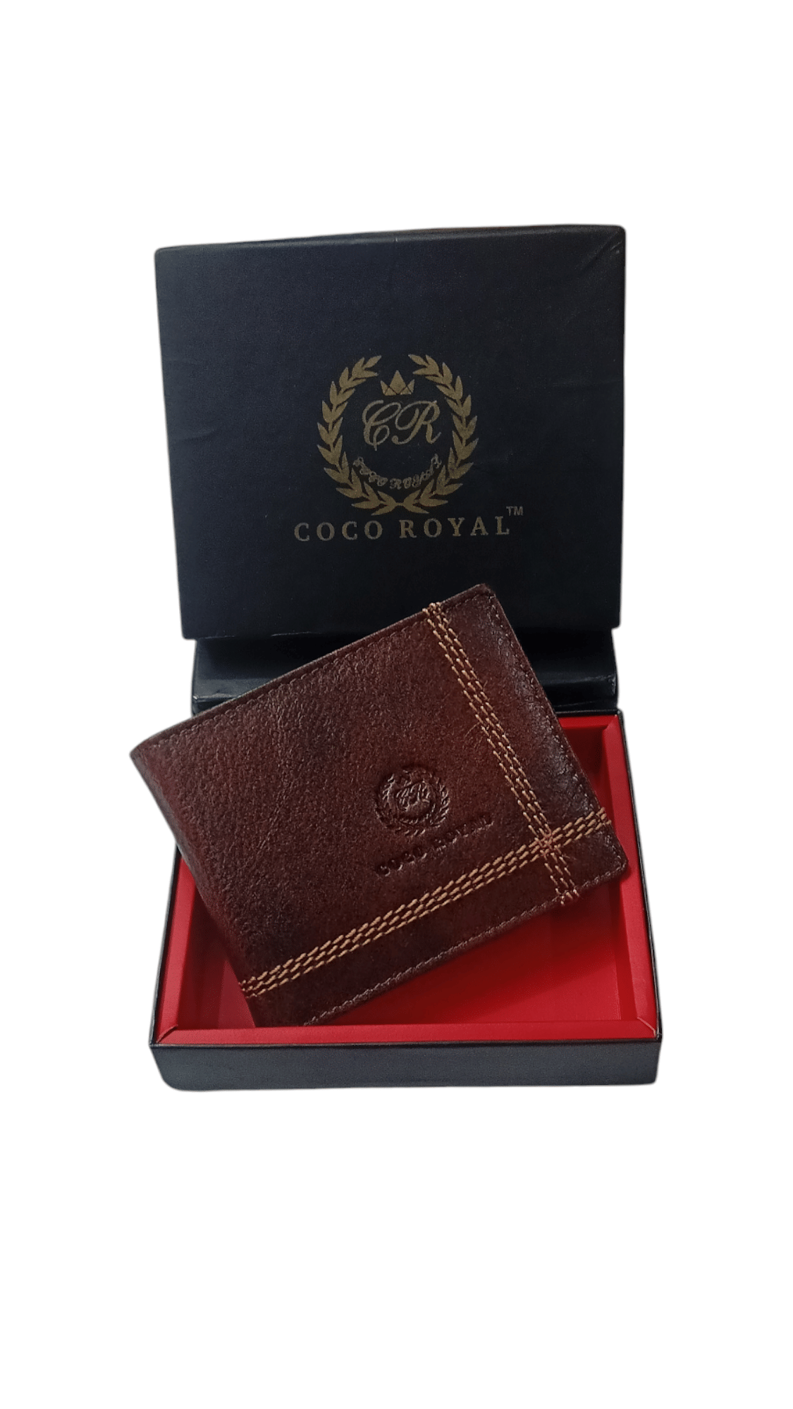     			COCO ROYAL 100% Leather Printed Men's Two Fold Wallet With 9 Slots For Card ( Brown , Pack of 1 )