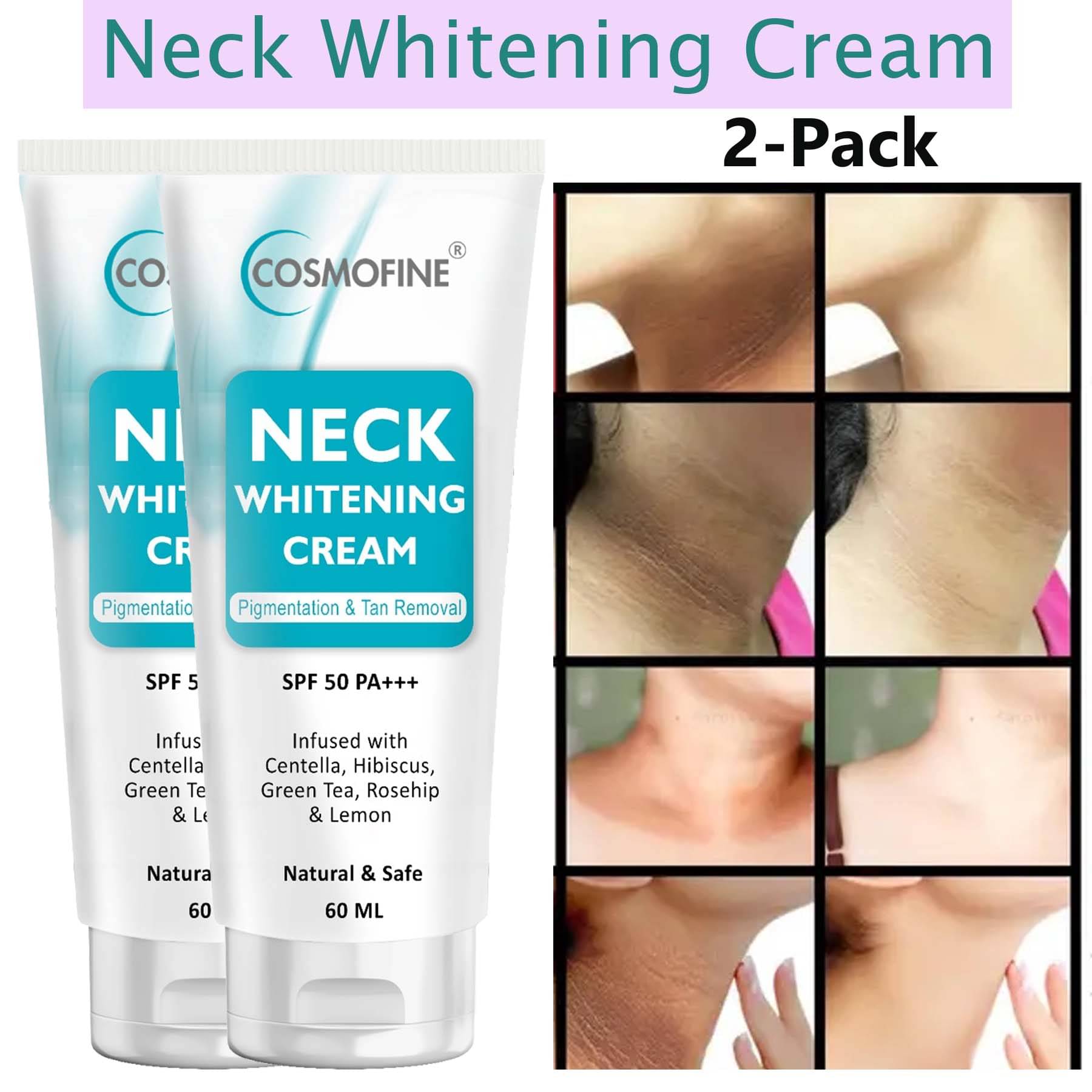    			COSMOFINE Neck Whitening Cream, Underarm Whitening Night Cream for All Skin Type 60 ml (Pack of 2)