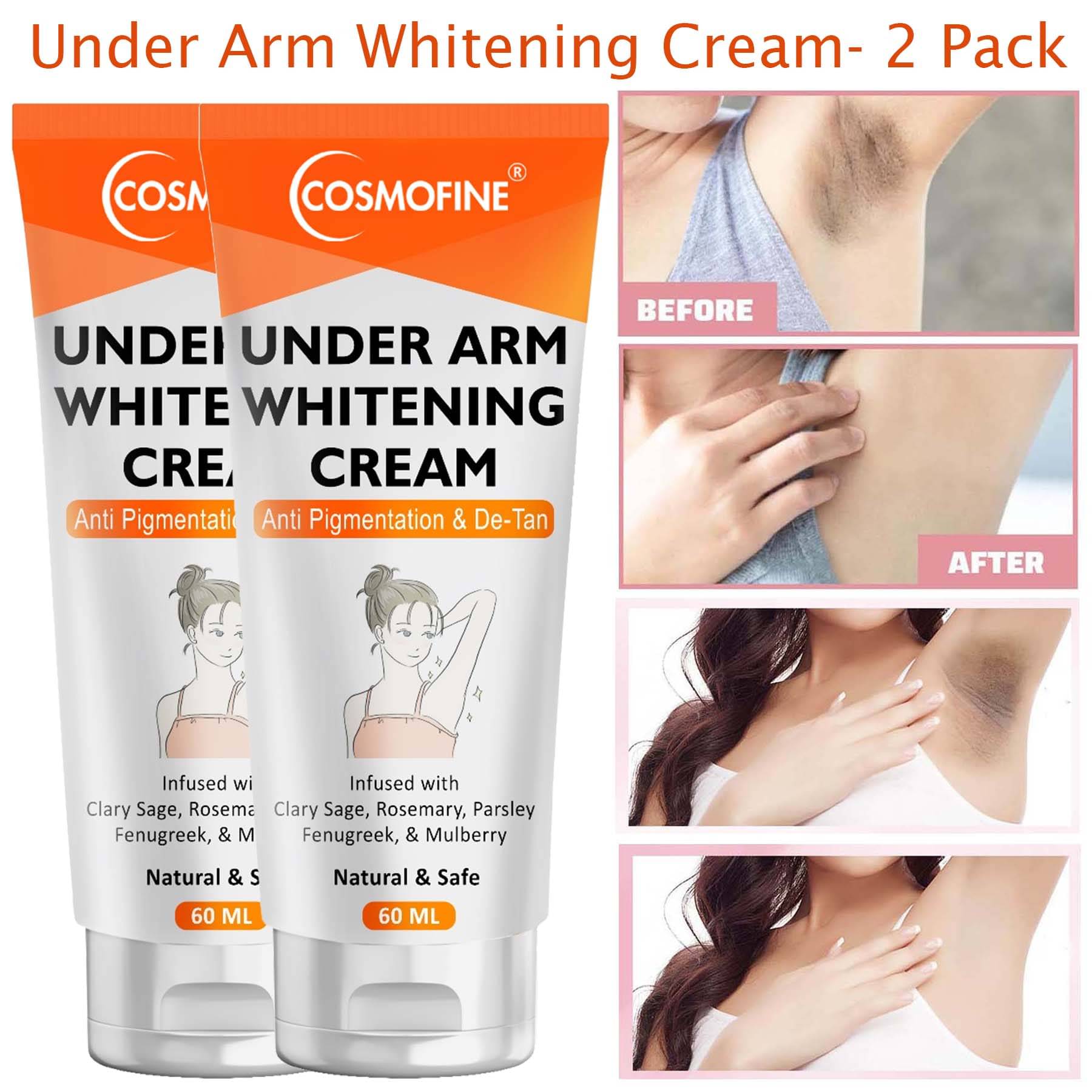     			COSMOFINE Underarm Whitening Cream, Goree Whitening Night Cream for All Skin Type 60 ml (Pack of 2)