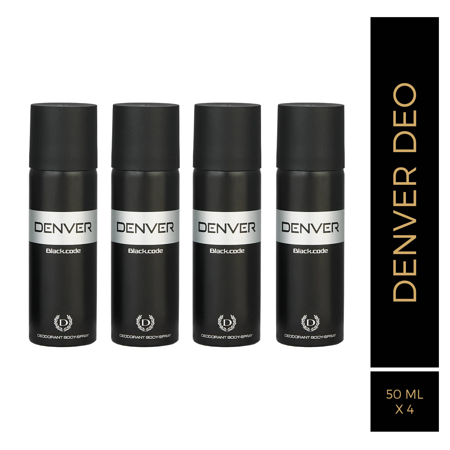     			Denver Black Code Nano Deodorant Spray for Men 50 ml each ( Pack of 4 )