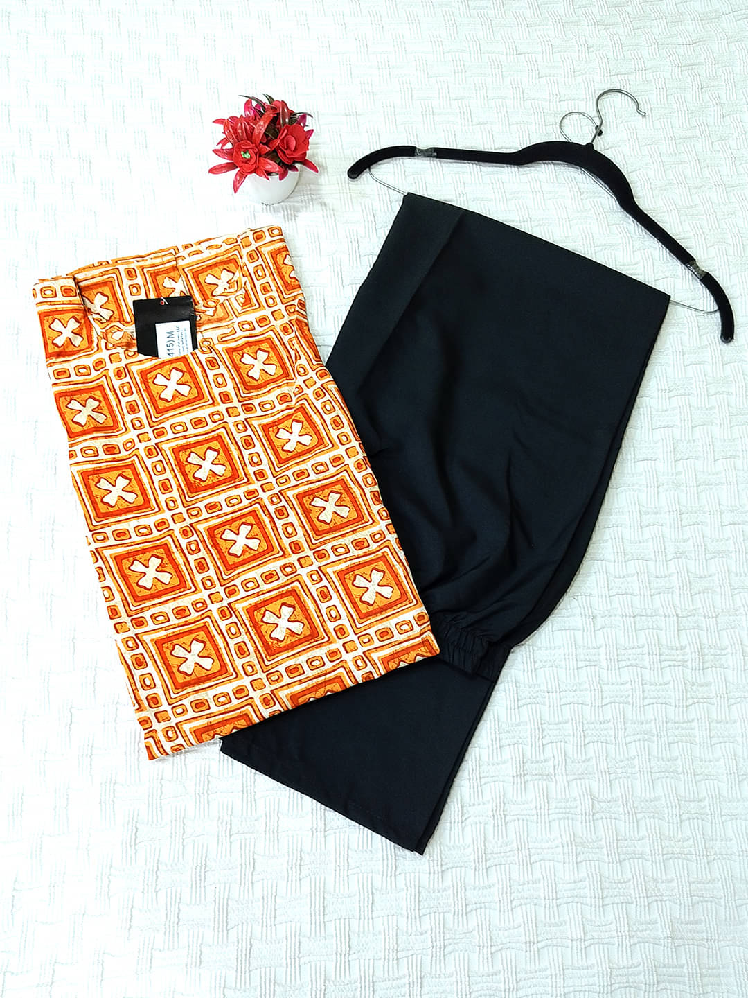     			Ethnicbasket Pack of 1 Crepe Printed Straight Women's Kurti - ( Orange )