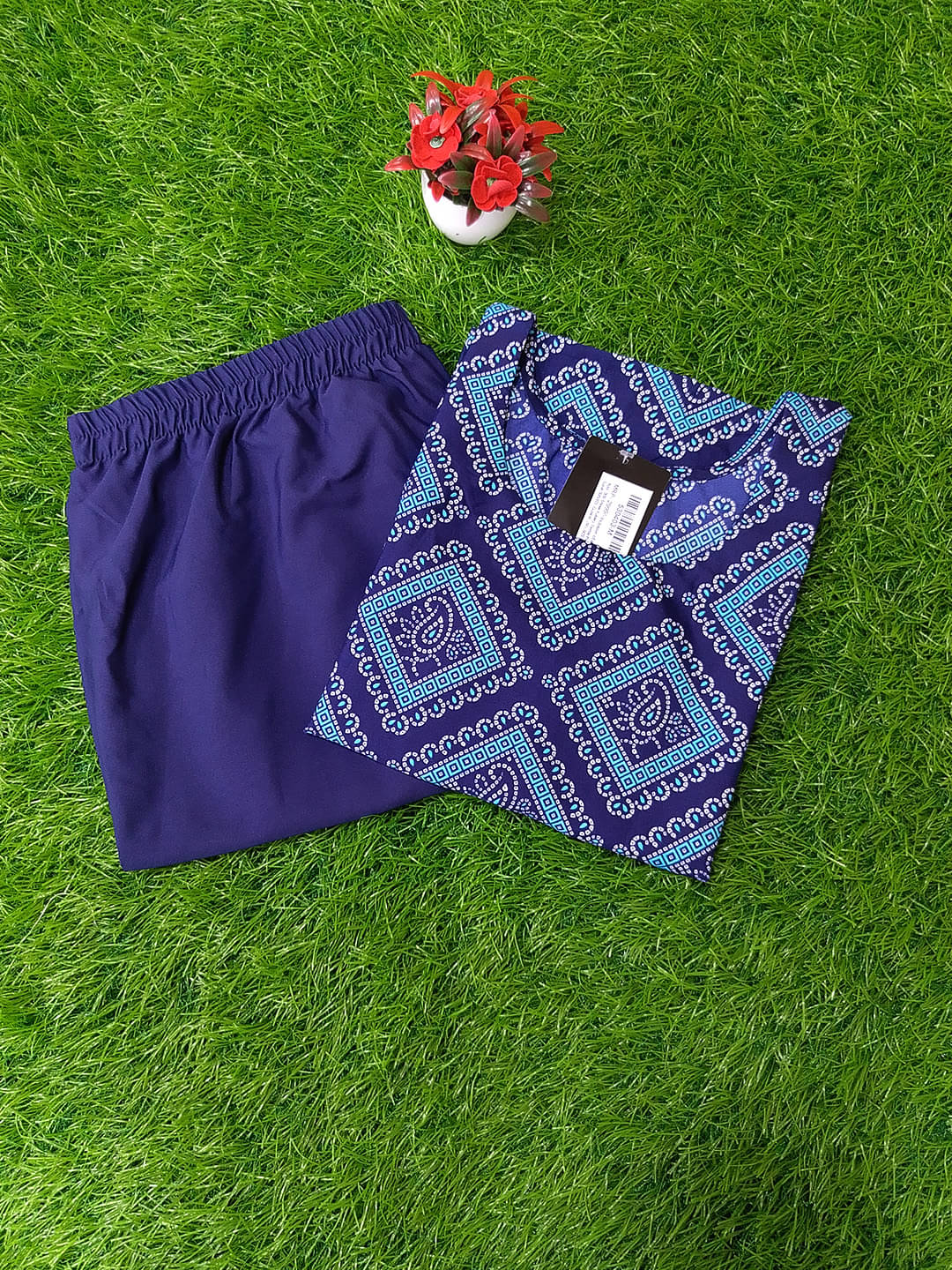     			Ethnicbasket Pack of 1 Crepe Printed Straight Women's Kurti - ( Blue )