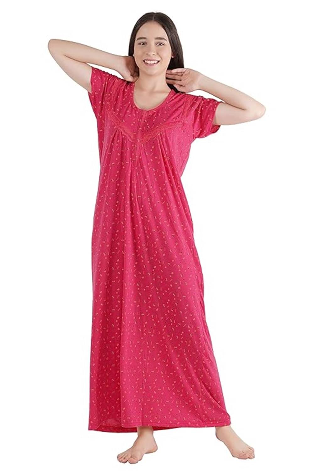 GownNGlow Pink Hosiery Women's Nightwear Nighty & Night Gowns ( Pack of 1 ) GownNGlow Pink Hosiery Women's Nightwear Nighty & Night Gowns ( Pack of 1 )