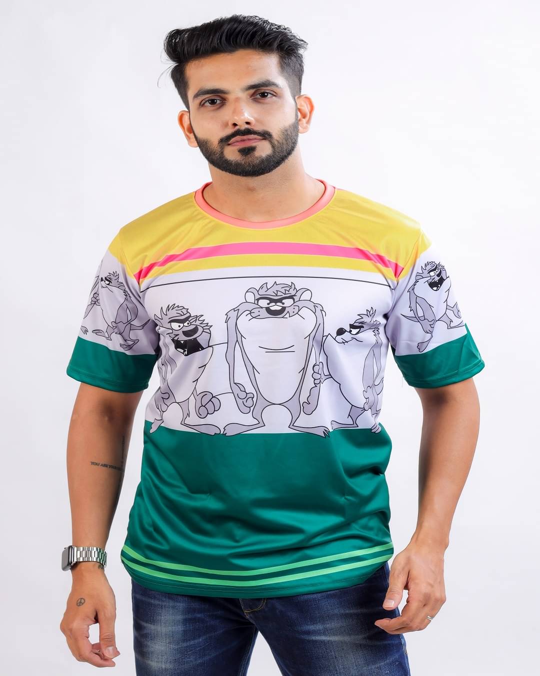     			HARPITA Polyester Regular Fit Printed Half Sleeves Men's Round T-Shirt - Multicolor1 ( Pack of 1 )