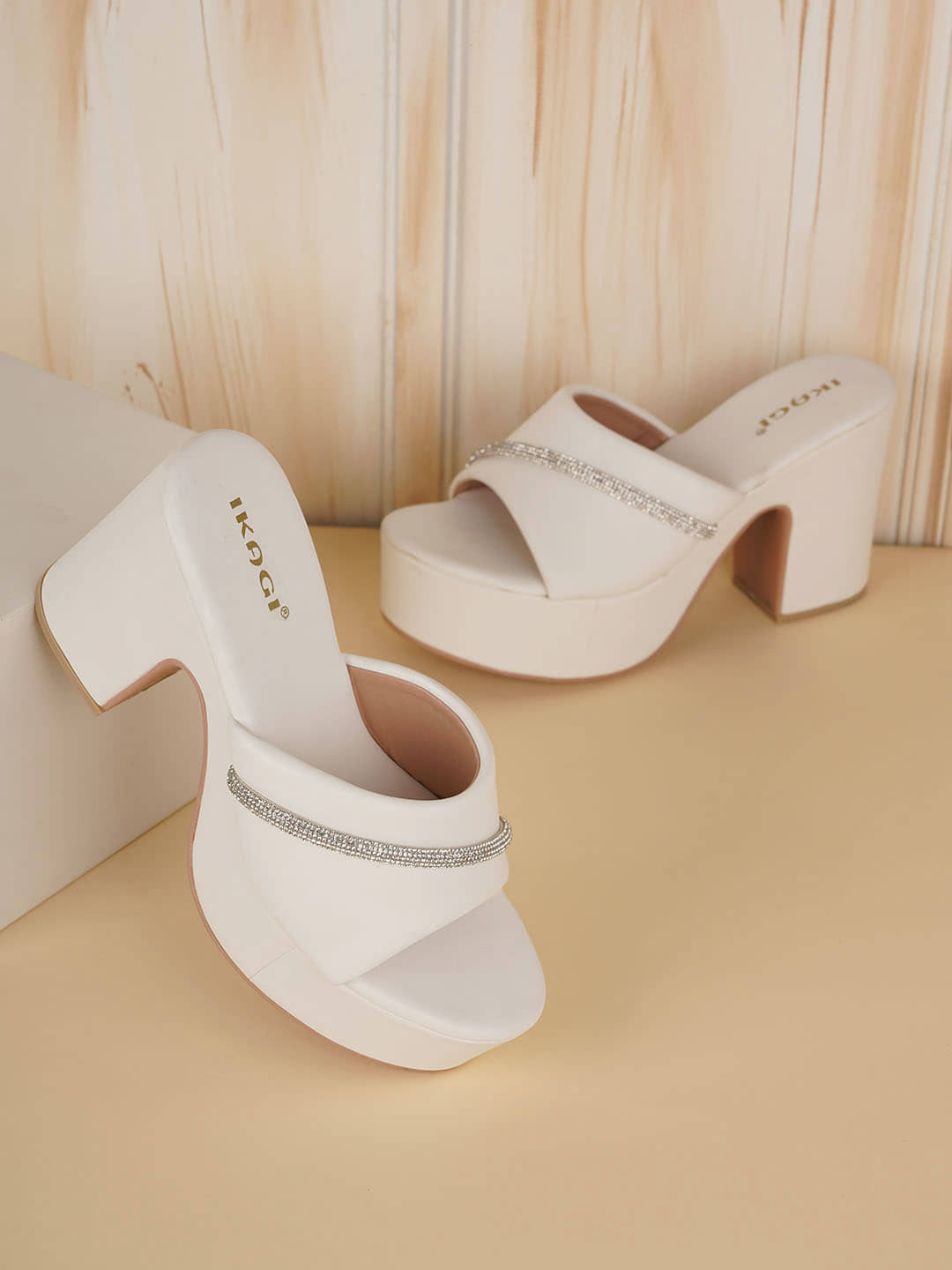 IKAGI Black Women's Slip On Heels - Heels | Buy online on ZillyBuy