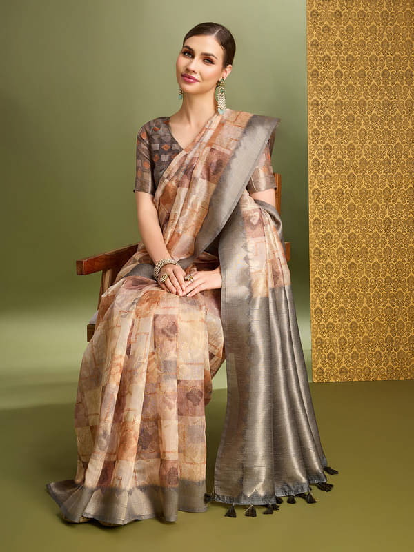 MANTROTSAV Art Silk Printed Saree With Unstitched Blouse Piece ( Grey ) MANTROTSAV Art Silk Printed Saree With Unstitched Blouse Piece ( Grey )